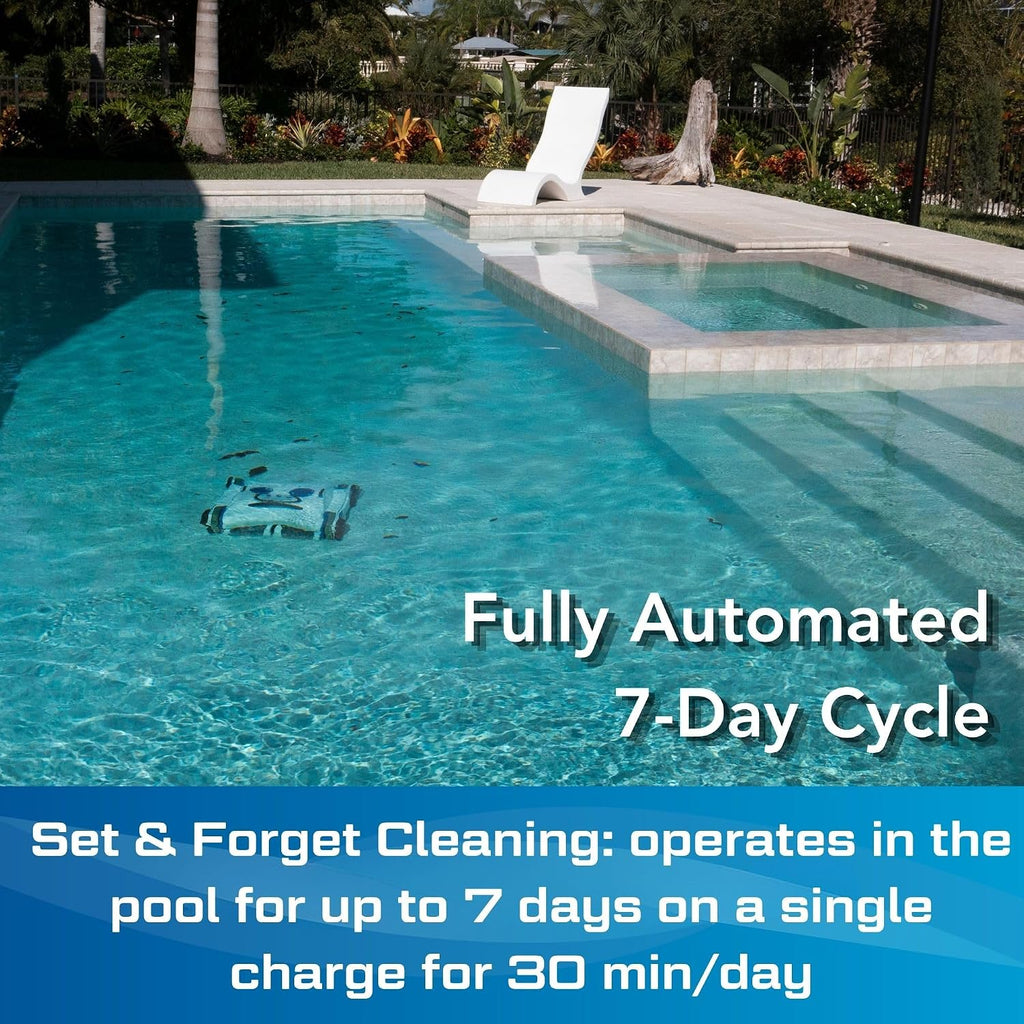POOL BLASTER CX-1 Cordless Robotic Pool Cleaner, Automatic Vacuum for Inground and Above Ground Pools, Intelligent Wall Climbing Vac w/Strong Suction, High Capacity and Smart Scheduler