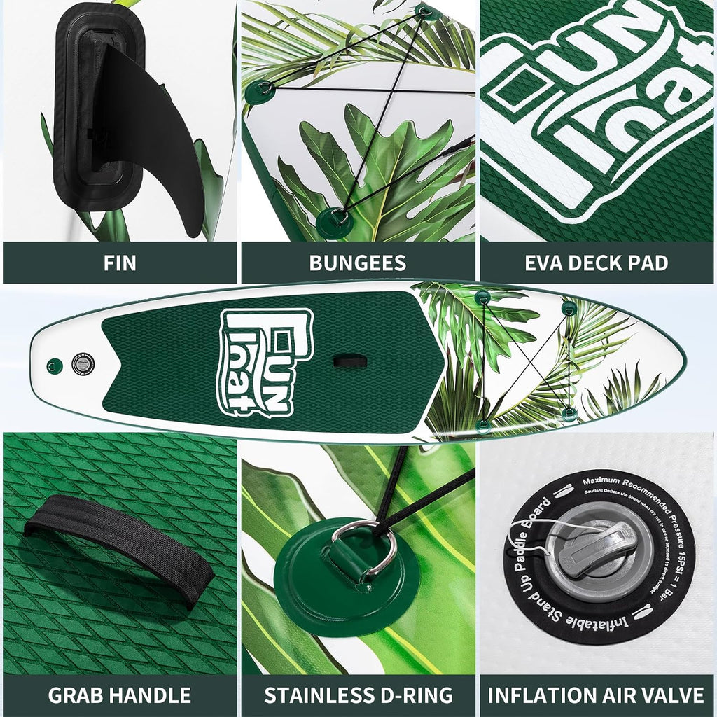 SUP, Paddle Board 11'x33 x6 Wide Inflatable Stand Up Paddle Board with Hand Pump, Leash, Adjustable Paddle for Basic Version, 100L Backpack, All-Round Sup Board