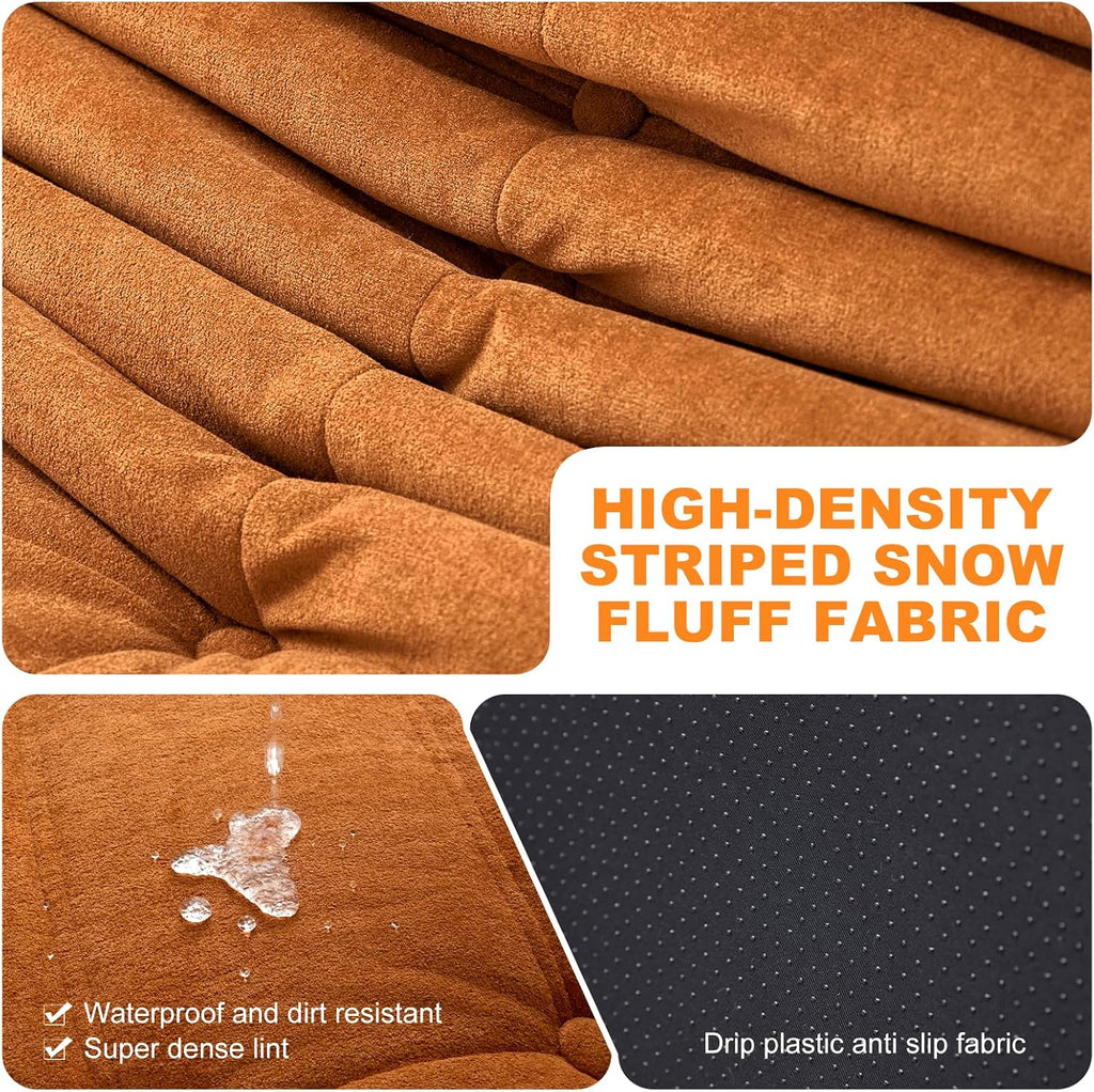 Full Foam Corner Chair – Comfortable Floor Couch for Adults, Waterproof Upholstery, Armless Fireside Lounge Chair for Living Room, Apartment, or Office (DarkOrange)