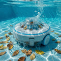Cordless Pool Vacuum for Above Ground Pool, Robotic Pool Cleaner with Strong Suction, Auto Return with Smart Sensor, Dual Filters, Self Parking Technology US Patent Pool Stomach 60