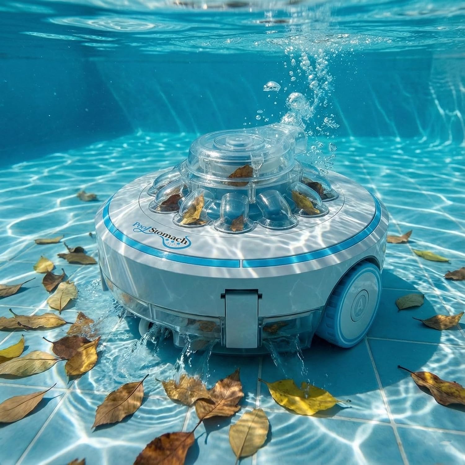 Cordless Pool Vacuum for Above Ground Pool, Robotic Pool Cleaner with Strong Suction, Auto Return with Smart Sensor, Dual Filters, Self Parking Technology US Patent Pool Stomach 60