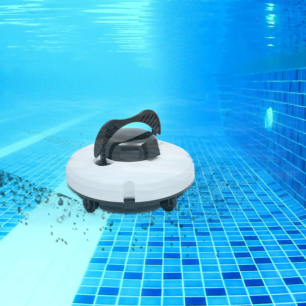 Automatic Robotic Pool Vacuum Cleaner, 120-Min Runtime Cordless Cleaning Robot Rechargeable Underwater Floor Cleaner Smart Pool Sweeper for Above-Ground & In-Ground Pools up to 1076.4ft² Flat Bottom