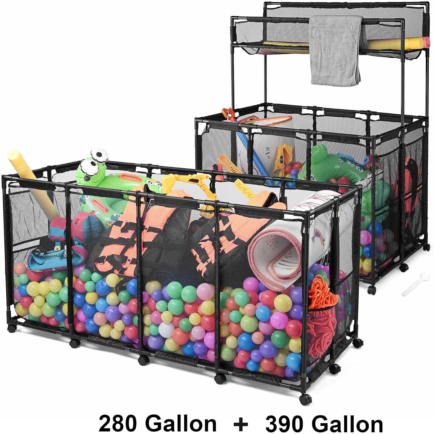 Yescom 2 Pack Pool Float Storage Bin Basket for Toy Raft Noodles Waterproof Large Outdoor Patio Black 2026