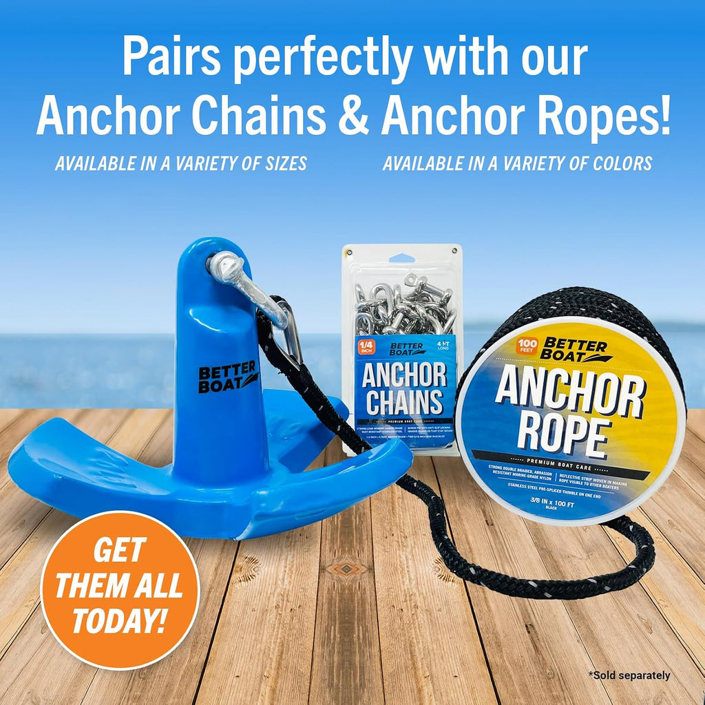 Better Boat River Anchor 30 lb for Boats Up to 26 Ft Pontoon Bass Boat, Vinyl Coated Cast Iron Mushroom Anchor with Bow Shackle for Rivers Mud