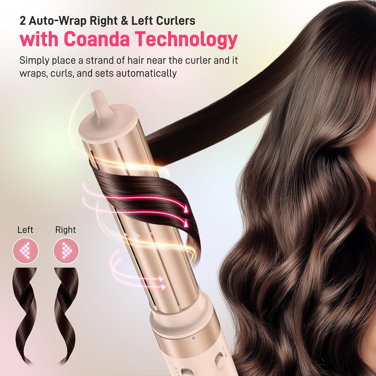 5 in 1 Dual Voltage Hair Styler, 110000 RPM Ultra-Fast Drying, Automatic Hot-Air Curling, Smooth Straightening