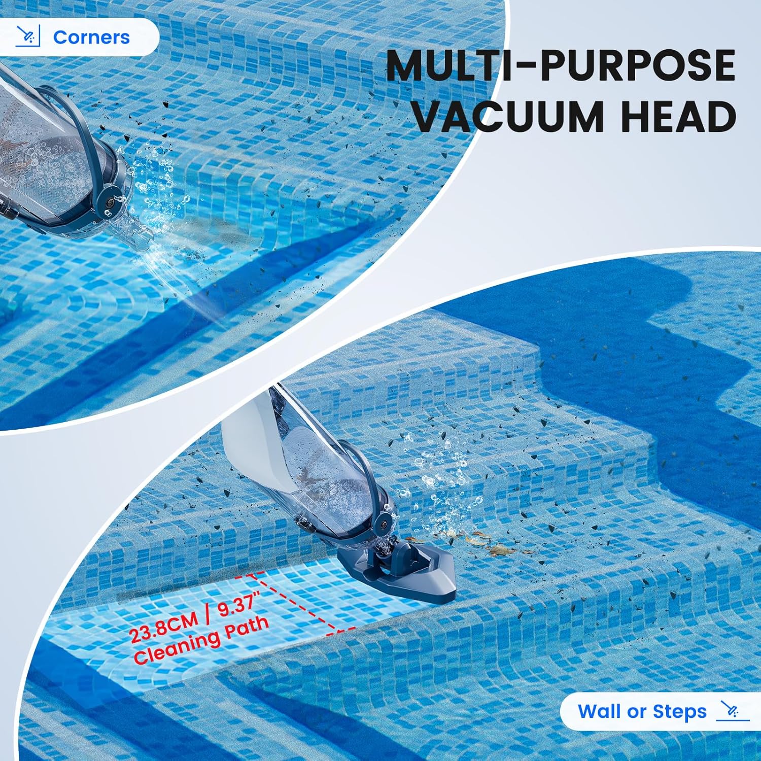 Enhulk Rechargeable Handheld Cordless Pool Vacuum for Above Ground Pool and Inground Pool, 60-Minute Runtime,Powerful Suction up to 18.5 gallons/min, Efficient Leaf and Debris Removal, PC10 Pro