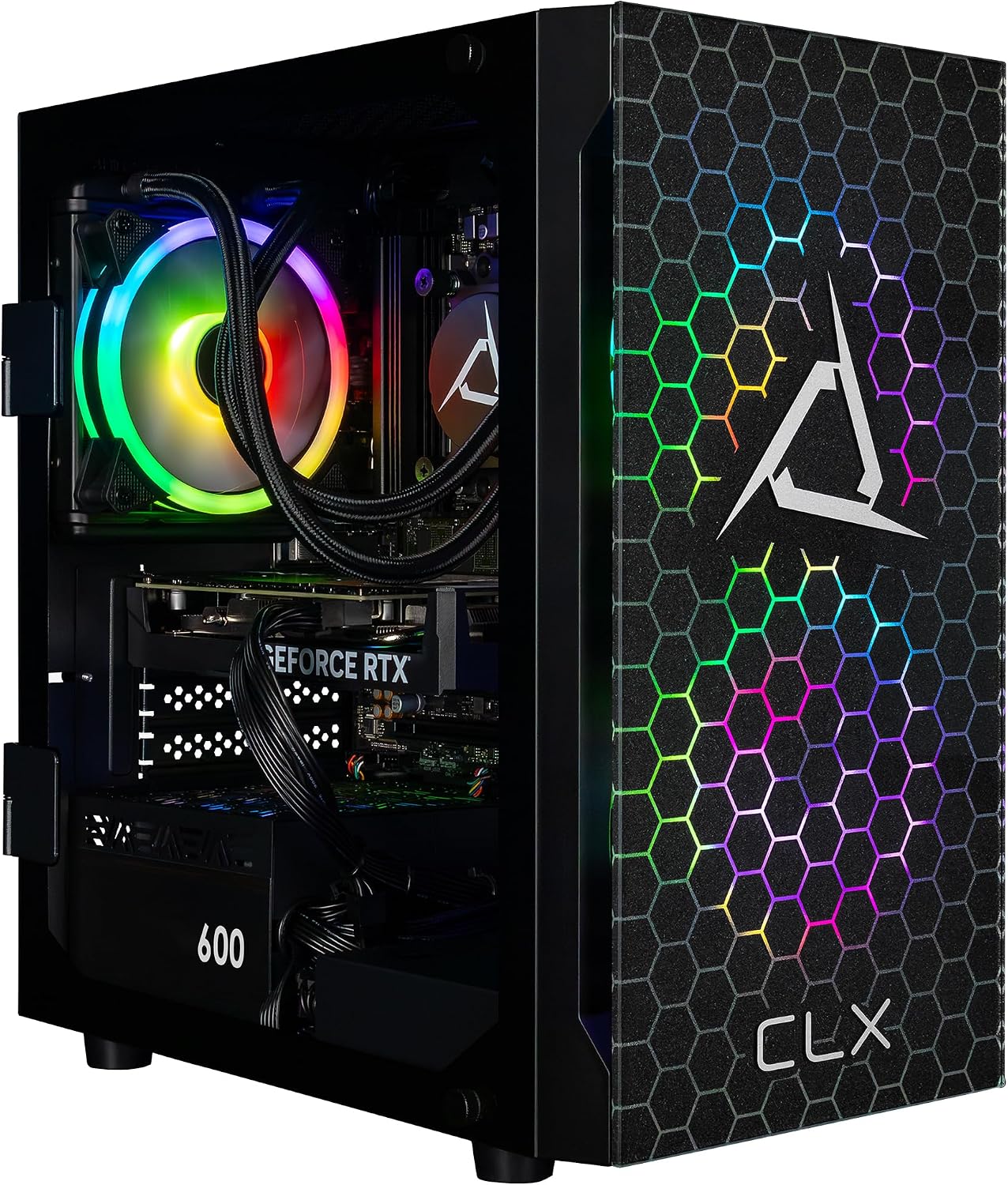 CLX Set Gaming PC - AMD Ryzen 5 9600X 3.9GHz, GeForce RTX 4060, 1TB NVMe M.2 SSD, 32GB DDR5 RGB Memory, 120mm AIO, WiFi, Windows 11 Home, Black