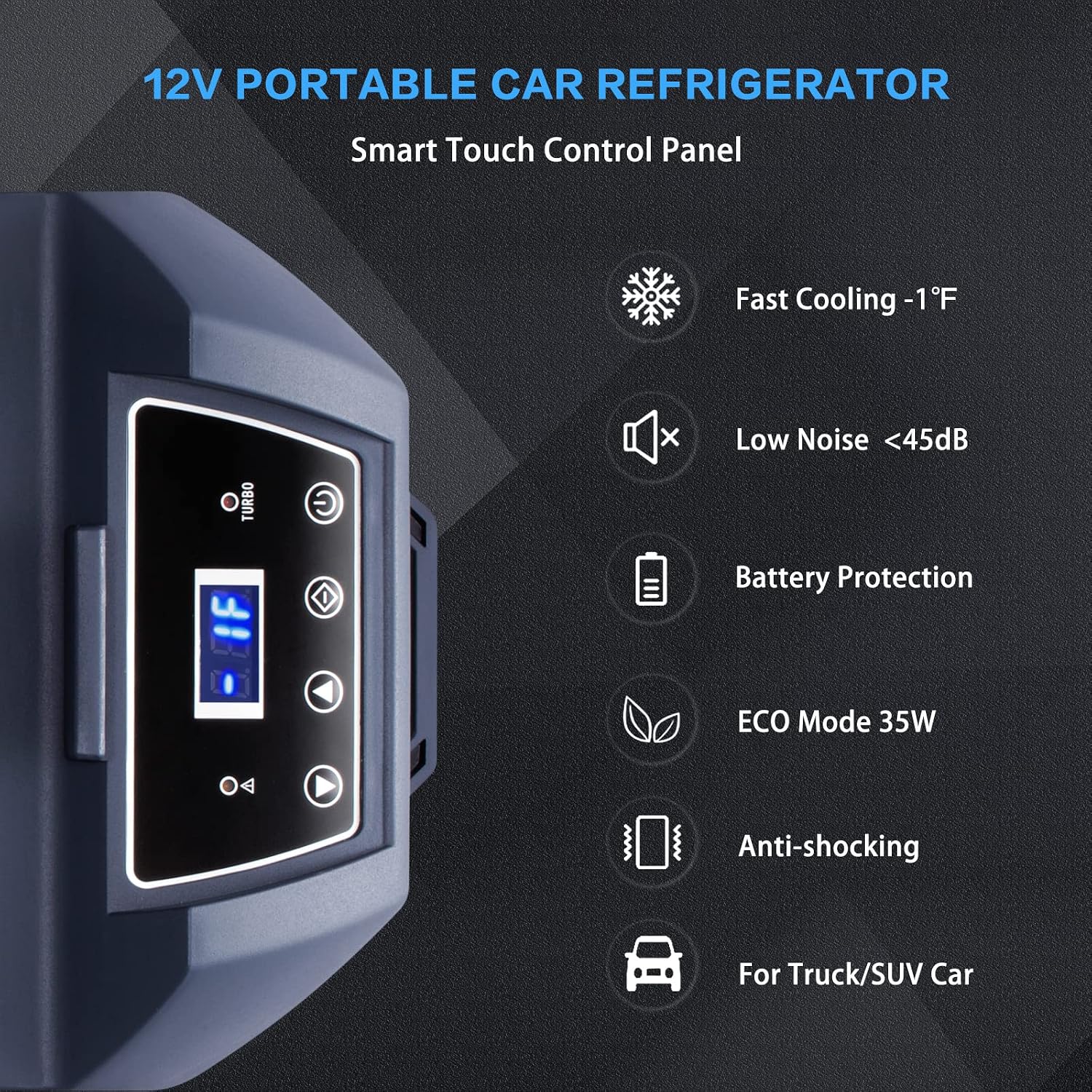 Portable Fridge Freezer Portable Refrigerator for Car 12V Refrigerator Car Cooler Compressor Cooling -0.4℉~50℉ Home and Car Use (15QT, 15L)