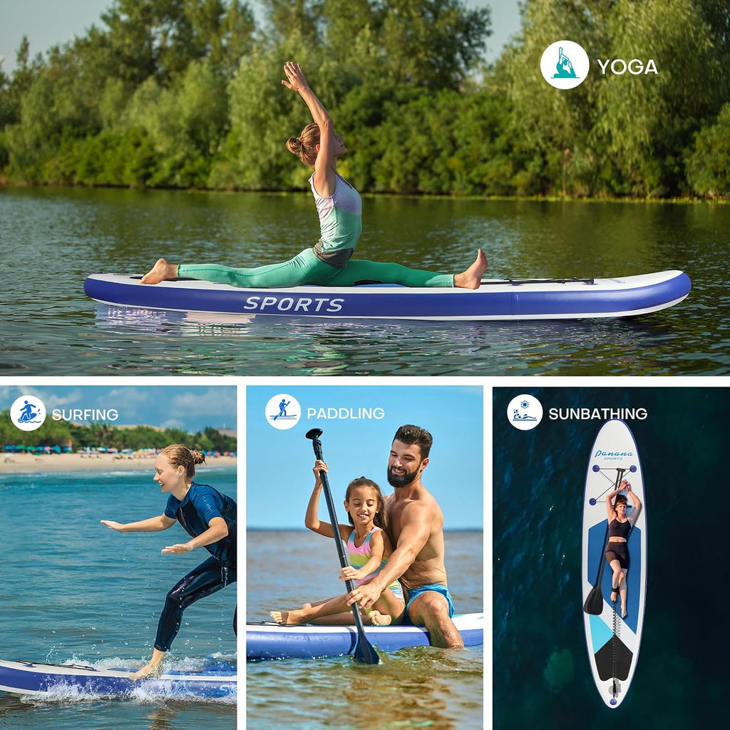 Panana Inflatable Stand Up Paddle Board, 10' SUP Paddleboard Kayak, Blow Up Paddle Boards for Adults Youth with Accessories Kit Anti-Slip EVA Deck