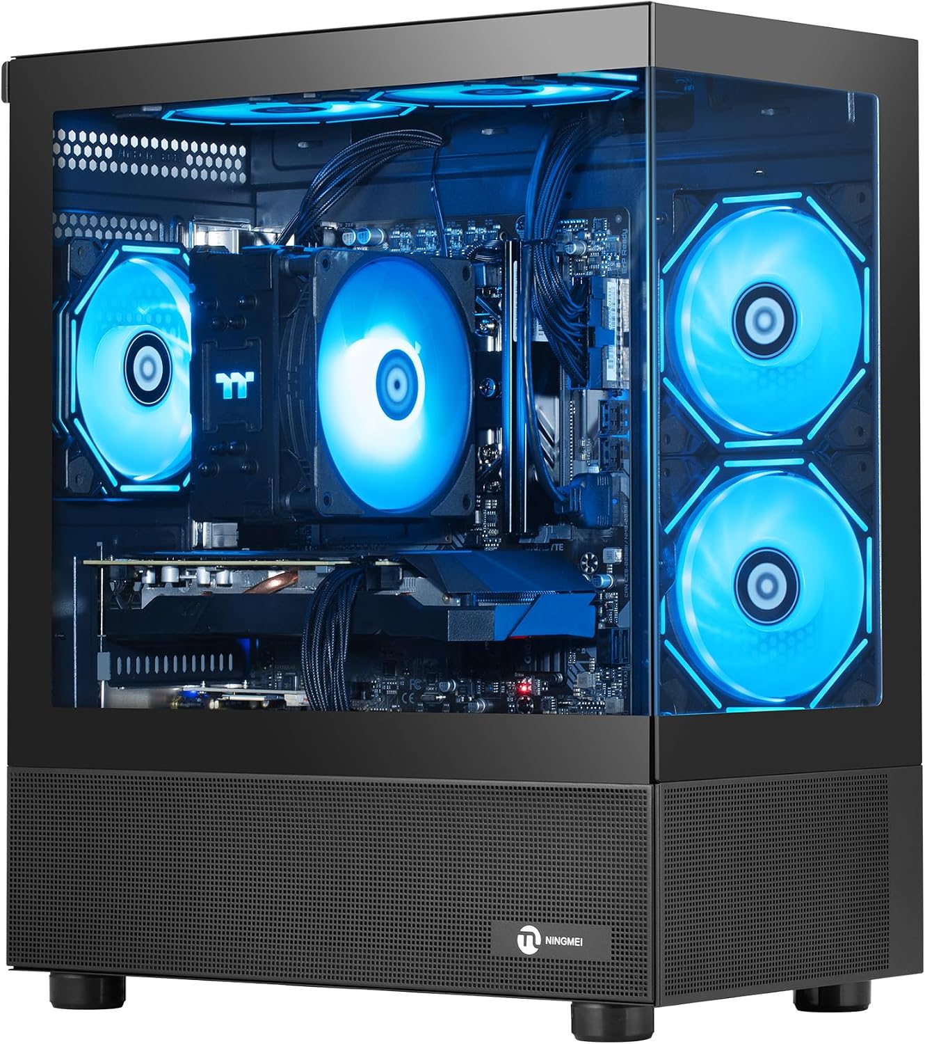 NINGMEI Gaming PC Desktop, AMD Ryzen 7 9700X 8 core 3.8GHz(up to 5.5GHz), GeForce RTX 5060 8GB, 16GB DDR5 RAM 6000MHz, 1TB NVME SSD, 650W PSU, Windows 11 Home 64-bit, WiFi, Black