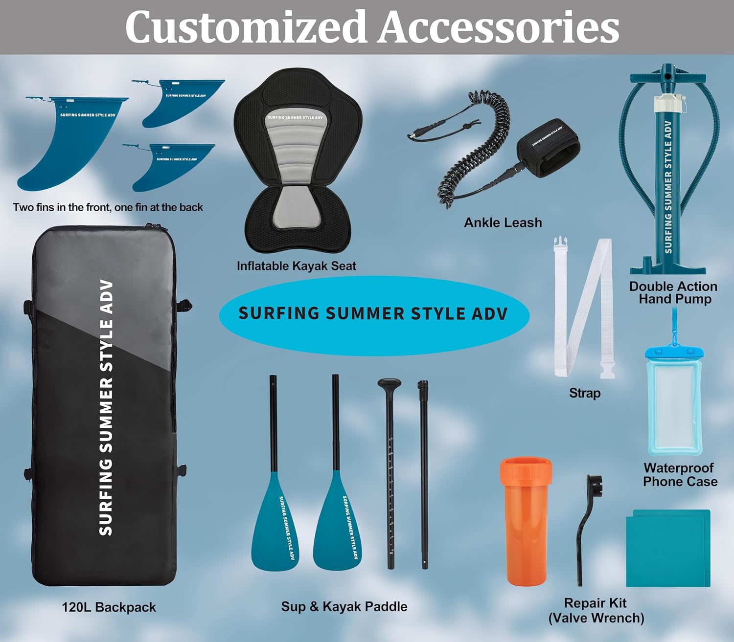 Extra Wide & Long Inflatable Stand Up Paddle Board – 11' x 34' x 6' Premium SUP with Kayak Seat, Surfing & Family Fun | Portable Complete Kit for Travel
