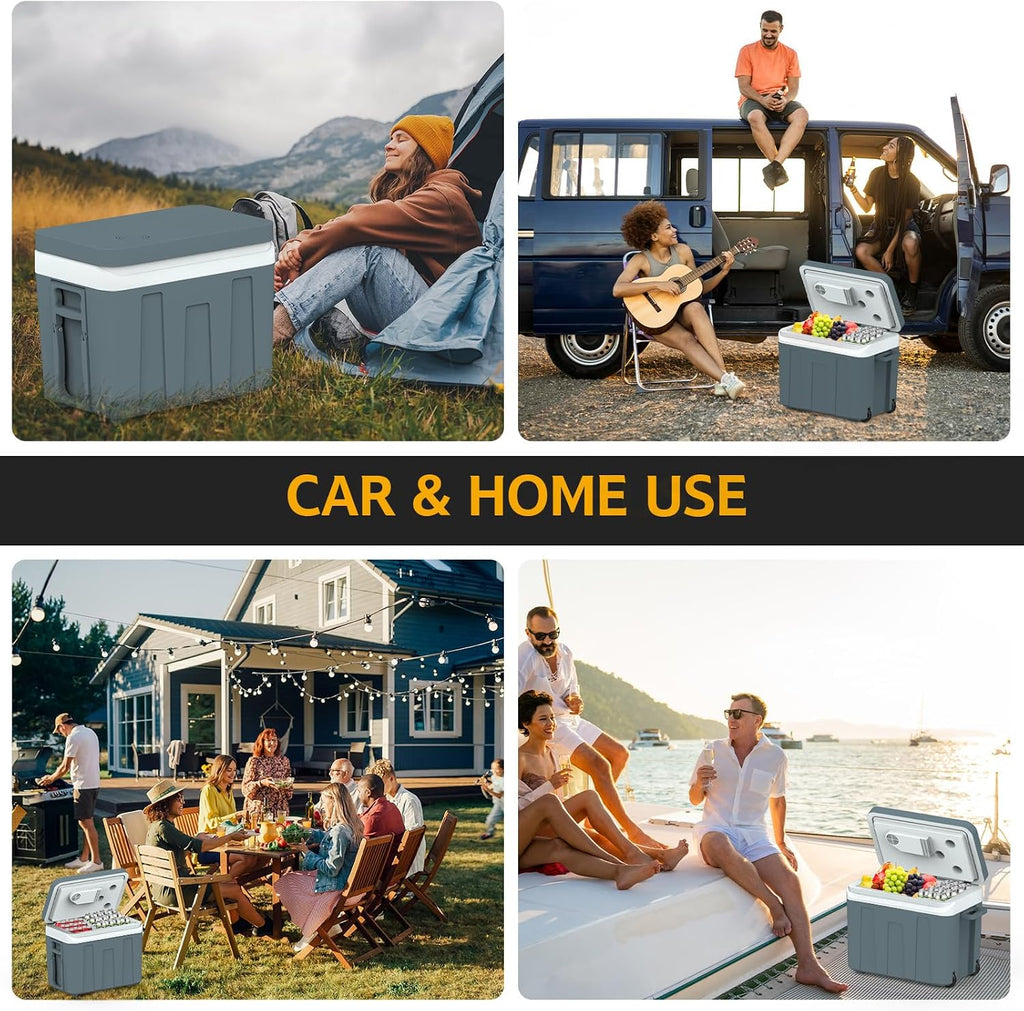 advwin 12V Electric Car Cooler & Warmer with Wheels & Handle, 48 Quart (45 L) 12 Volt DC & 110V AC Portable Thermoelectric Fridge Plug in for Car/RV/Camping/Travelling
