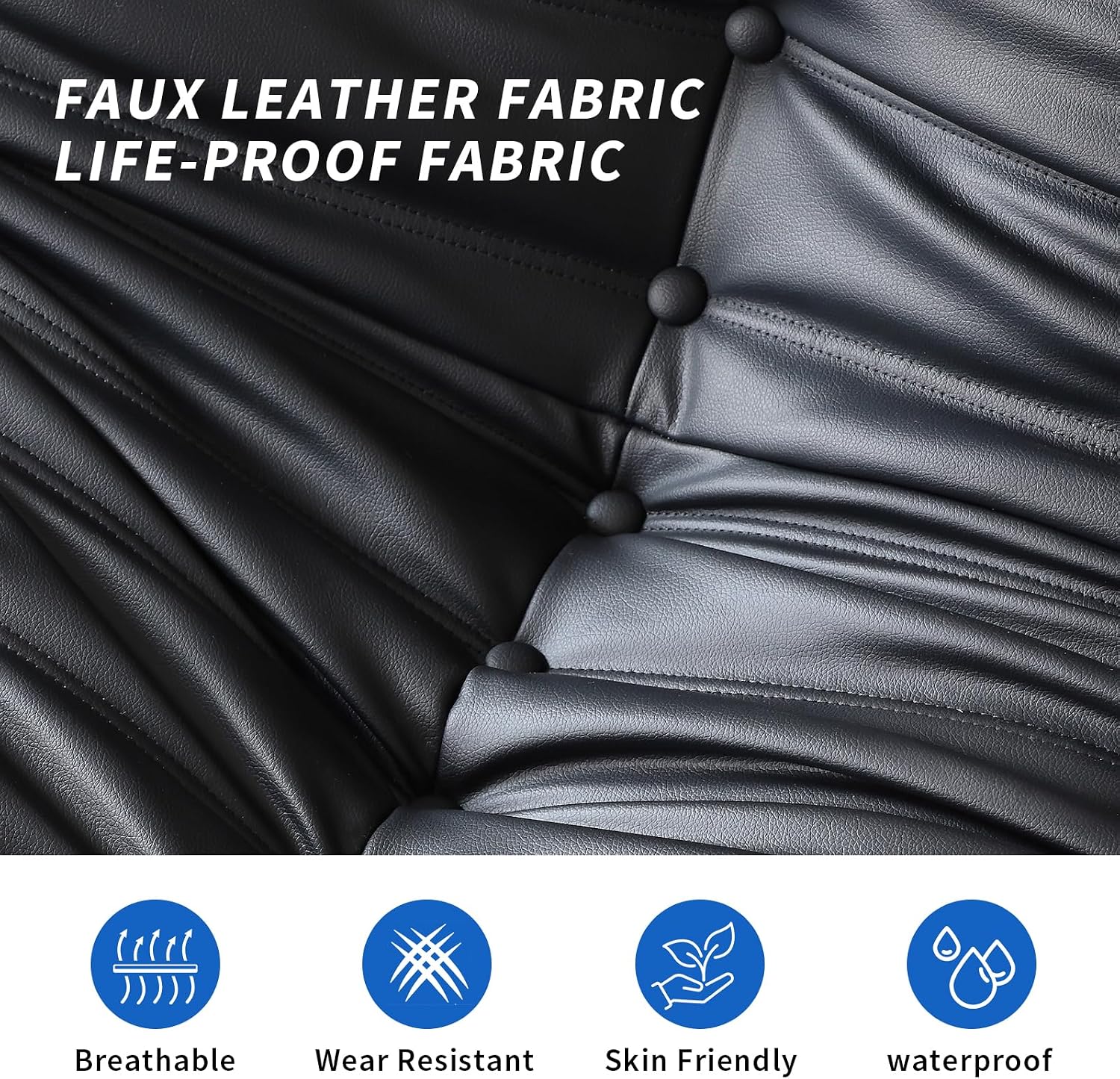 Foam Bean Bag Chairs for Adults,Big Faux Leather Bean Bag Lounger Couches, Modern Sofa,Floor Lazy Sponge Couch for Living Room Bedroom Dorm Office,Black