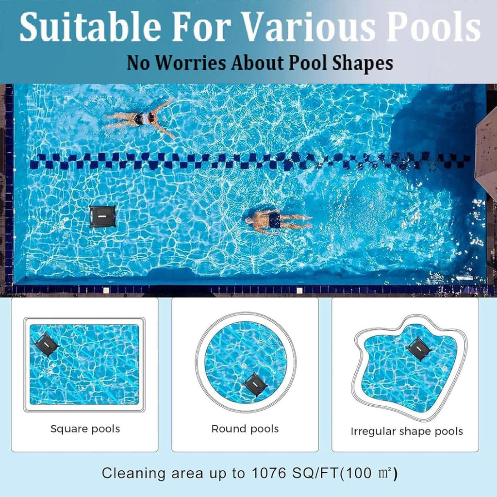 Automatic Solar Pool Cleaner Dual Mode ＆ Overnight Continuous Cleaning, Pool Skimmer Robot, for Pools Automatic Pool Cleaning Robot
