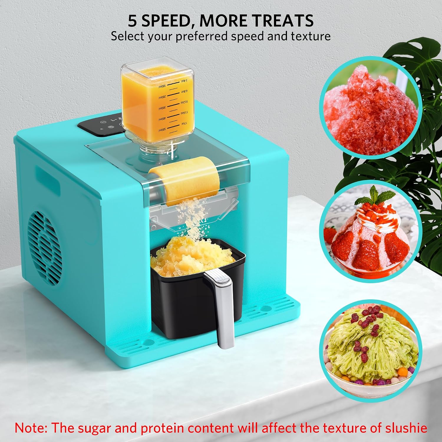 Shaved Ice Machine with Compressor | 60s Fast Fluffy Slushie & Snow Cone Maker | No Pre-Freezing | Sugar-Free Friendly | Self-Cleaning | 16oz Frozen Drink Maker for Home, Party & RV