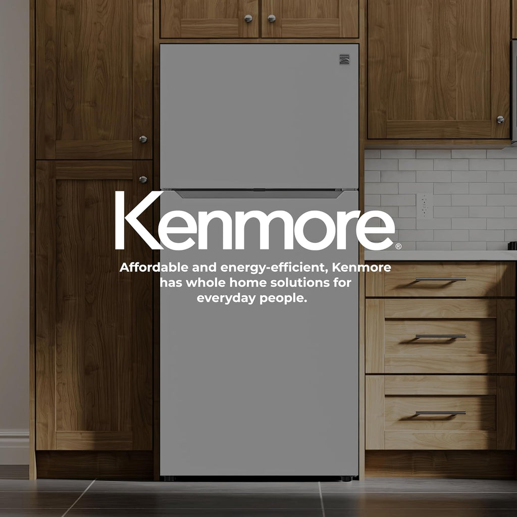 Kenmore 33' Top Mount Refrigerator with Freezer - Adjustable Shelving, Humidity-Controlled Crispers, Optional Ice Maker, LED Lighting, ENERGY STAR Certified, 25 cu. ft. Capacity - White