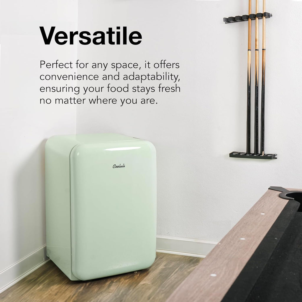 Cooluli Curve 3.8 cu ft Mini Fridge with Freezer - Small Refrigerator for Bedroom, Office, Dorm Room (Green, 3.2 cu.ft Refrigerator, 0.6 Freezer)