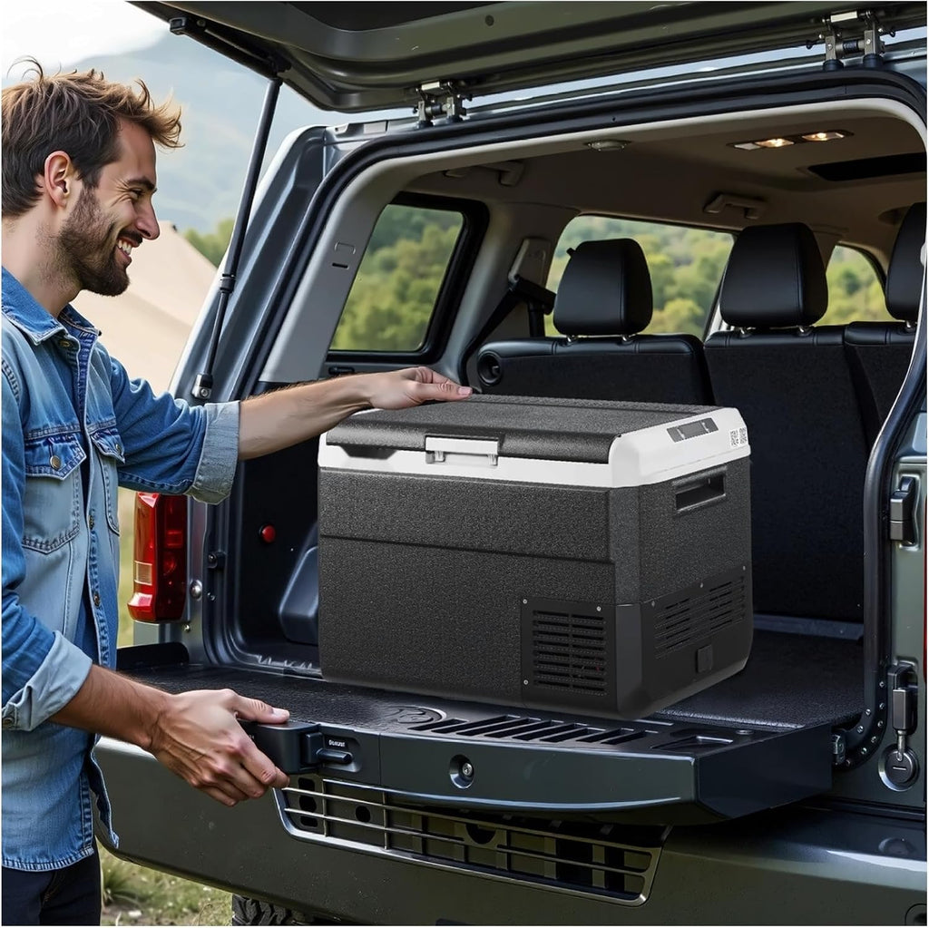 12 Volt Car Refrigerator 52.8QT, Portable Car Fridge Freezer -4°F~68°F, Electric Cooler for Camping, Travel, RV, 12/24V DC & 110-240V Compressor