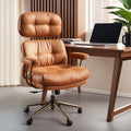 ovios Ergonomic Office Chair, High Back Faux Leather Executive Chairs with Thick Cushion, Comfy Mid-Century Modern Swivel Rolling Computer Armchair (Brown, Suede Leather)