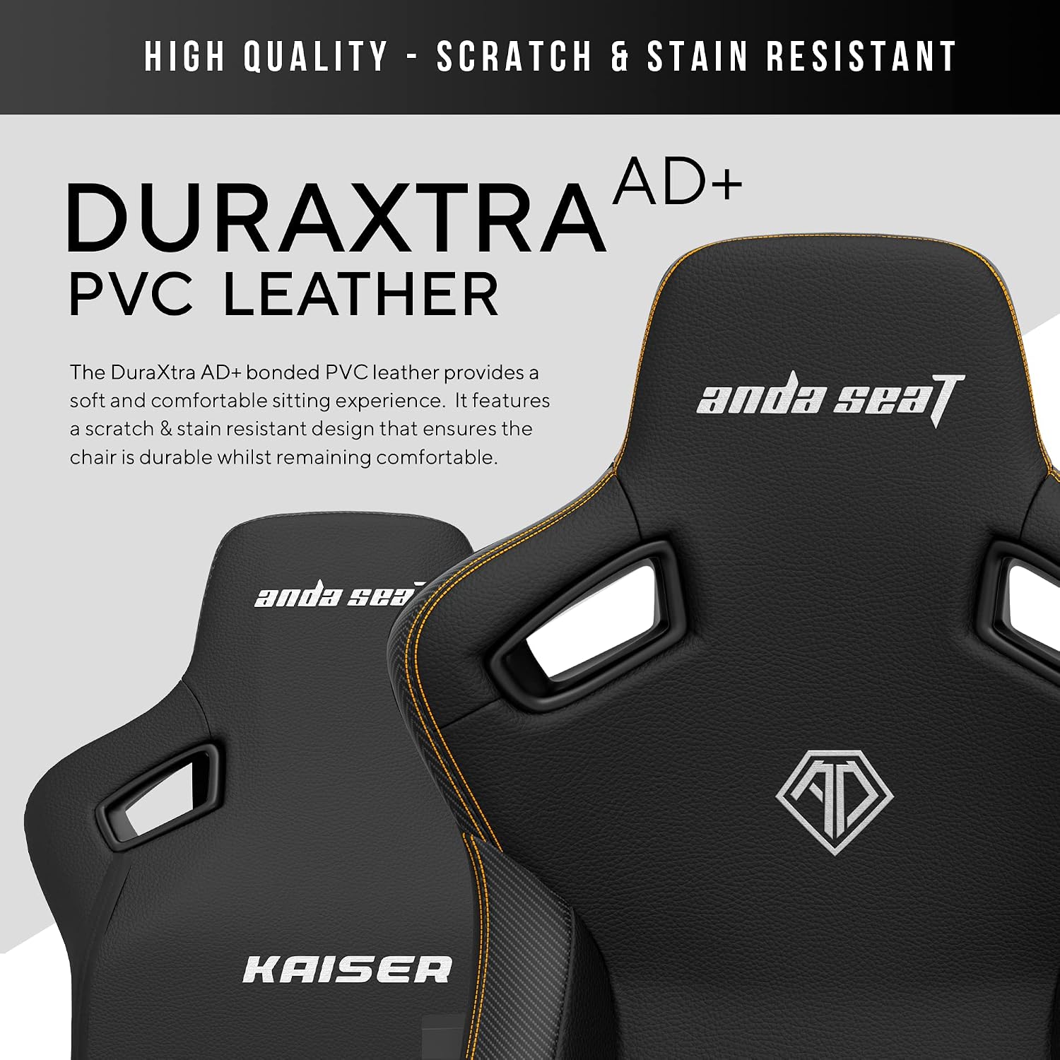 Anda Seat Kaiser 3 Large Gaming Chair for Adults - Ergonomic Black PVC Leather Gaming Seat with Lumbar Support, Comfortable Office Chair with Neck Support - Heavy Duty Wide Computer Seat