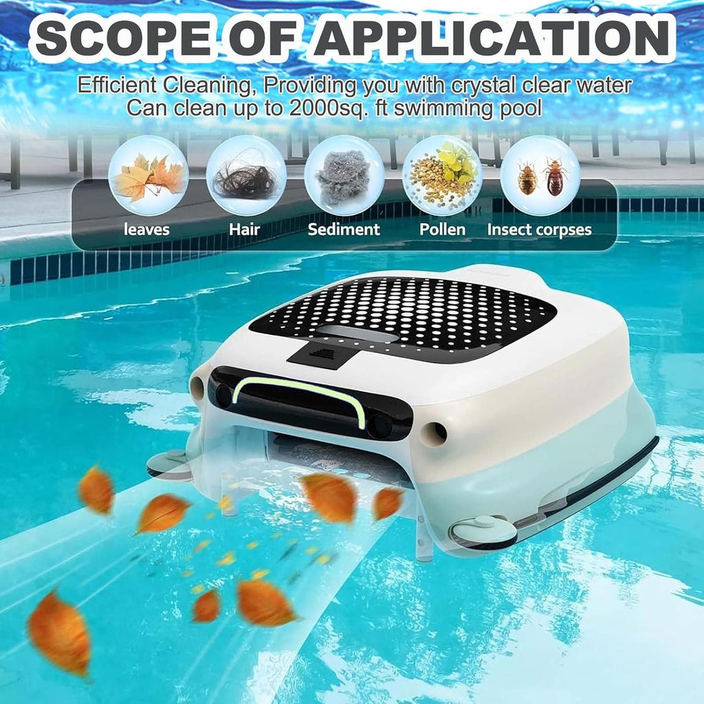 Pool Skimmer Robot- Robotic Pool Skimmer Cleaner- Automatic Cordless Robot Cleaner with 10l Large Capacity,7800mah Battery,Smart Obstacle Avoidance-24/7 Cleaning for All Pools