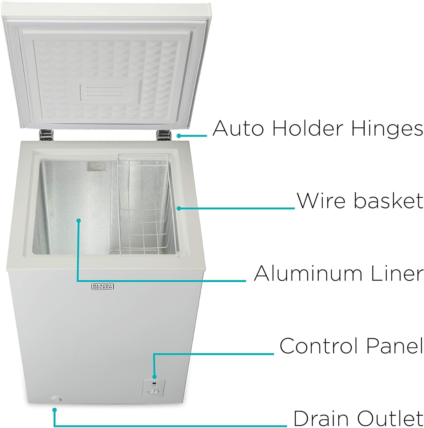 BLACK+DECKER 3.5 Cu. Ft. Chest Freezer, Holds up to 122 Lbs. of Frozen Food with Organizer Basket, BCFK356