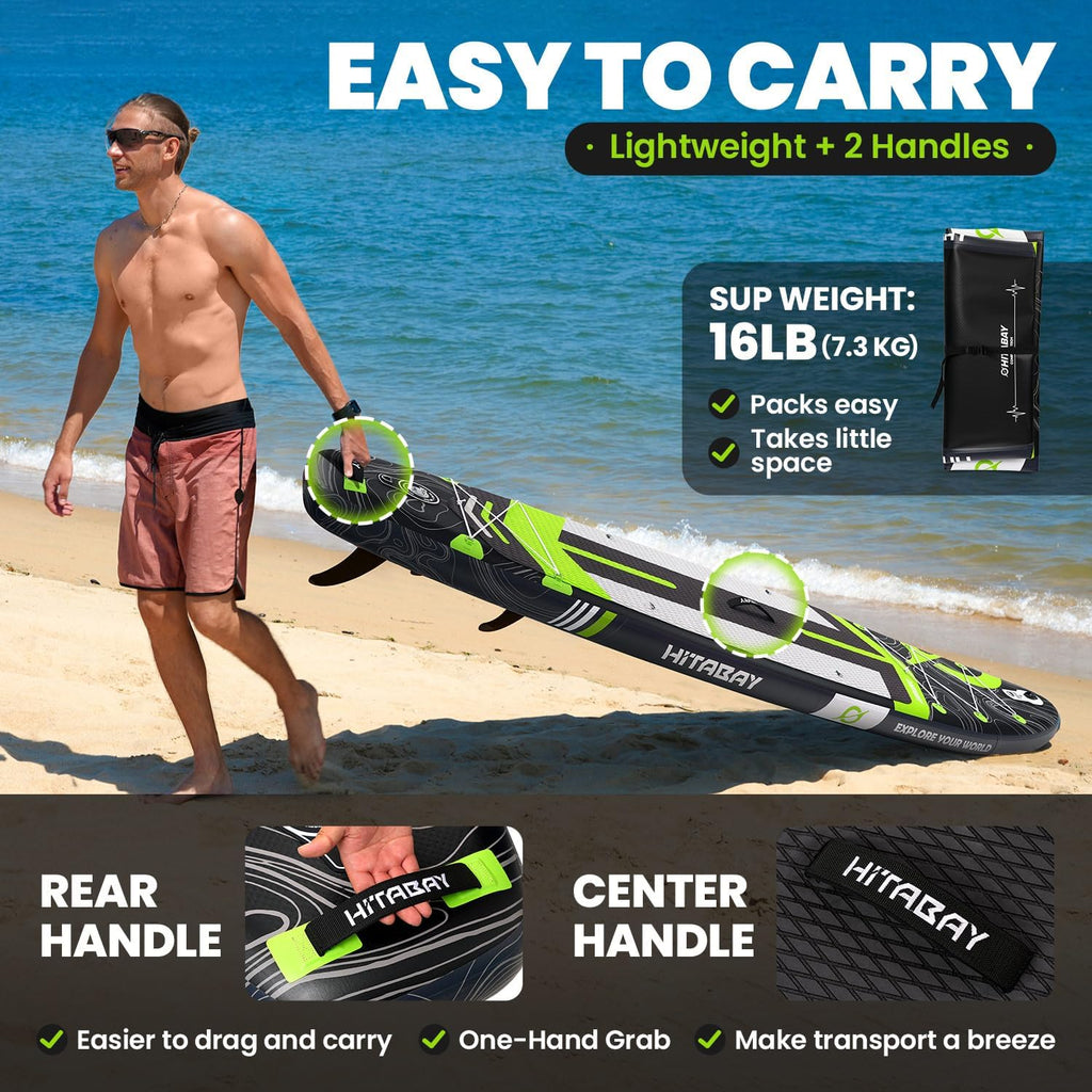 Inflatable Stand Up Paddle Board 10'6' All-Around SUP Kit - Lightweight (16 lbs), Stable & Durable, Camera Mount & Complete Accessories - SUP Board for Beginners & All Skill Levels