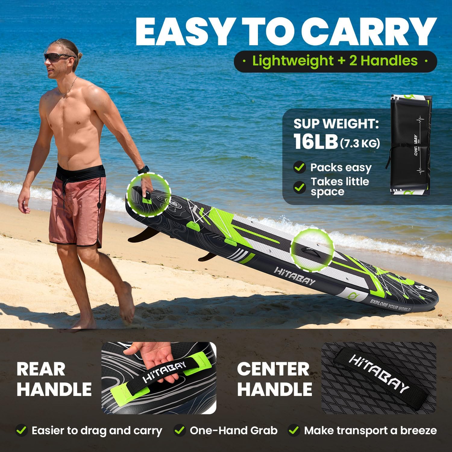 Inflatable Stand Up Paddle Board 10'6' All-Around SUP Kit - Lightweight (16 lbs), Stable & Durable, Camera Mount & Complete Accessories - SUP Board for Beginners & All Skill Levels