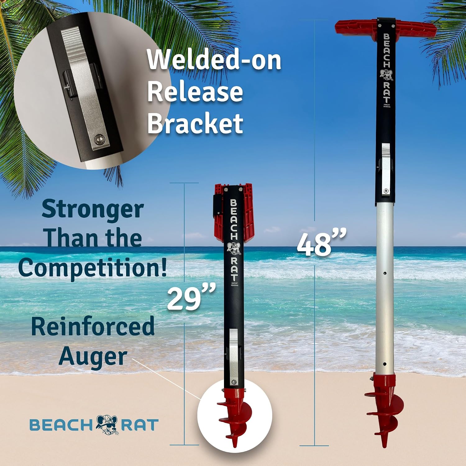Beach Rat Fusion Anchor & Storage Case - Jet Ski Anchor/Boat Anchor for Shallow Water and Sandbar - High Strength Telescoping Aluminum Pole & Plastic Boat Accessory - Sand Bar Anchor Kit