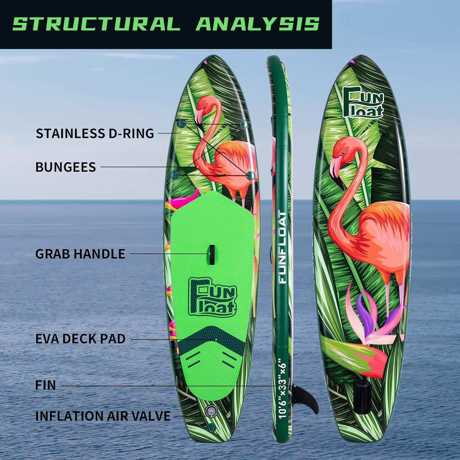 SUP, Paddle Board 11'x33 x6 Wide Inflatable Stand Up Paddle Board with Hand Pump, Leash, Adjustable Paddle for Basic Version, 100L Backpack, All-Round Sup Board