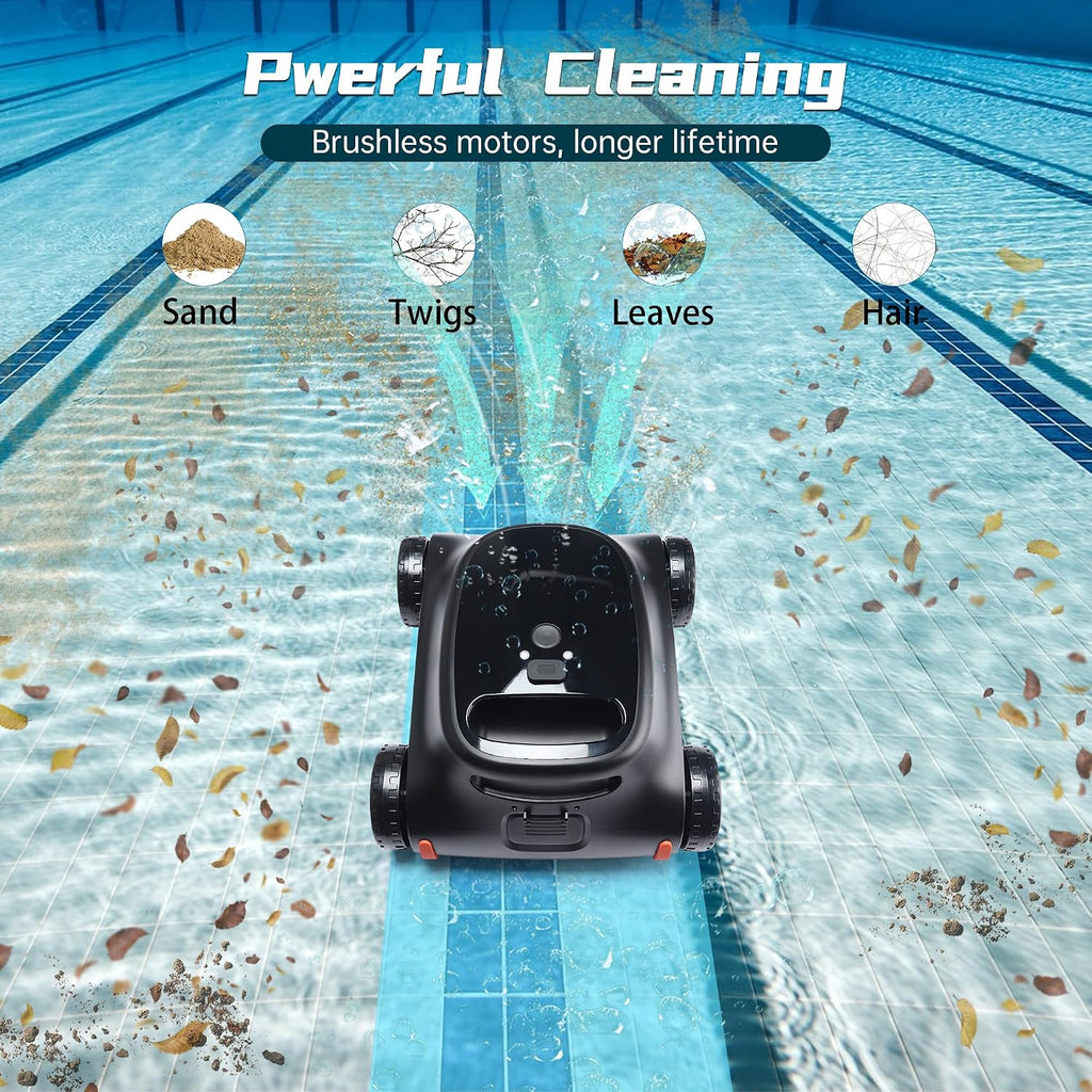Robotic Pool Cleaner, Zyerch Pool Vacuum for Above Pools, Pool Cleaner Lasts 120 Min, Self-Parking Technology, for Pools up to 1300 Sq.ft, Portable, Self-Parking