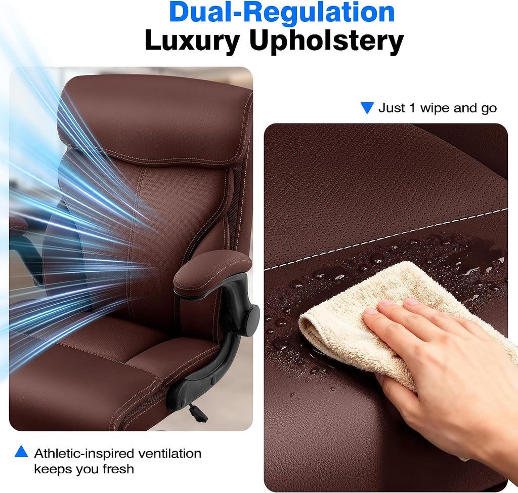 AreShark Office Chair - Executive High Back Breathable Comfy Desk Chair with Lumbar Support - Ergonomic Leather Rolling Swivel Computer Chair with Rock Function for Working Studying Gaming Relaxing