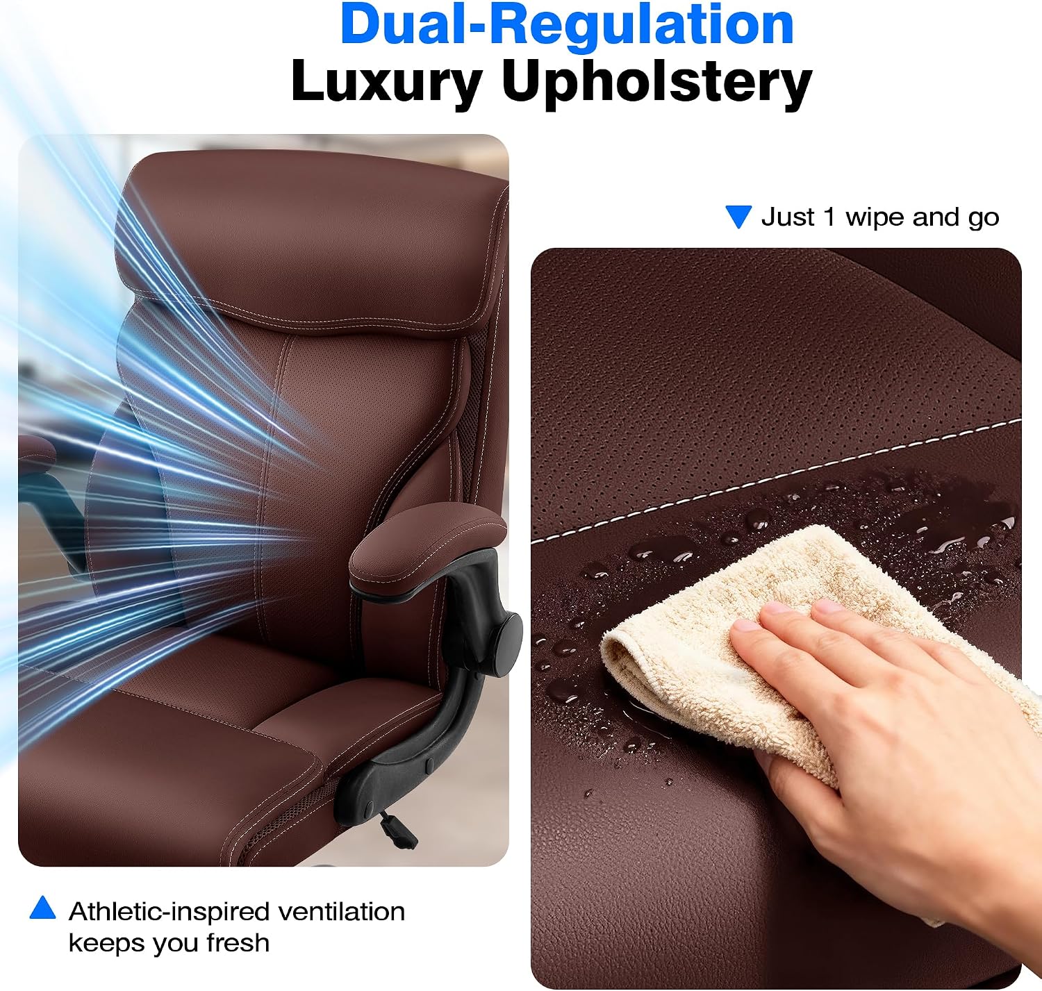 AreShark Office Chair - Executive High Back Breathable Comfy Desk Chair with Lumbar Support - Ergonomic Leather Rolling Swivel Computer Chair with Rock Function for Working Studying Gaming Relaxing