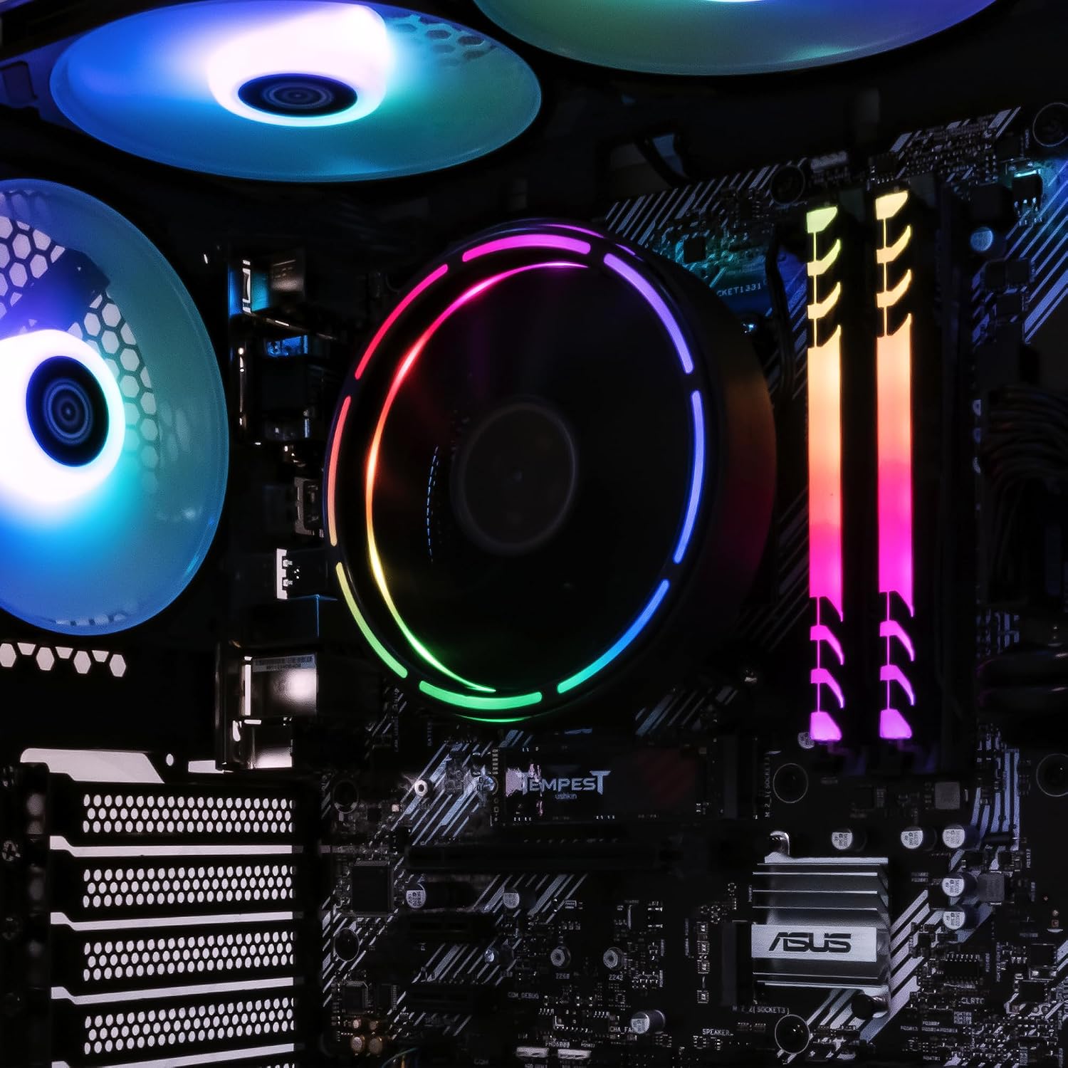 Periphio Castle Gaming PC, AMD Ryzen 5 5600GT up to 4.6GHz with Radeon Vega 7 Graphics, 16GB RAM, 1TBNVMe SSD, WiFi, Windows 11 Home, White, 1080p Gaming Computer - Full RGB Gamer Bundle, 24' Monitor