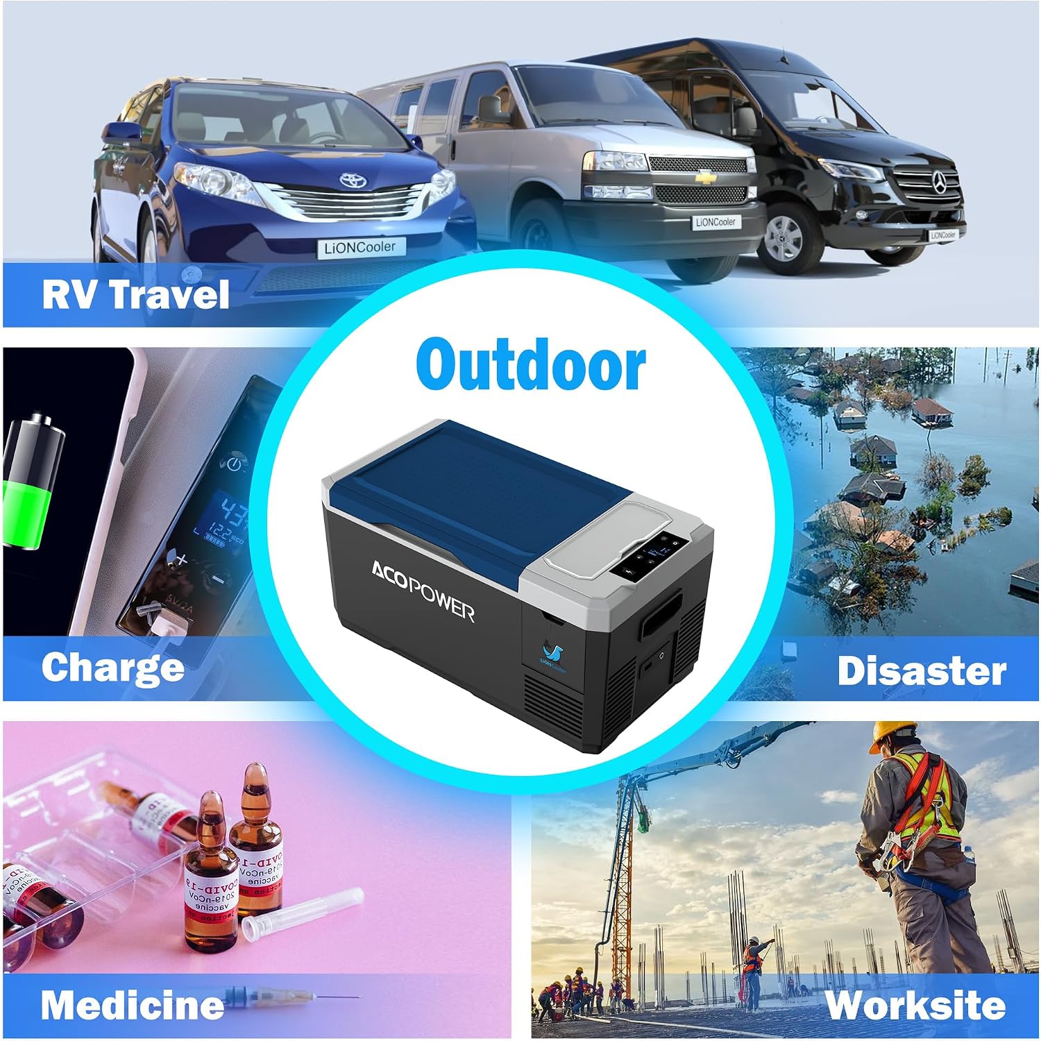 ACOPOWER&LiONCooler Mini VX18 Car Freezer, 19Qt Solar Power Refrigerator with APP Control, -4℉~68℉ Portable Fridge, 12V Cooler for Camping, Picnic, Fishing, Hiking