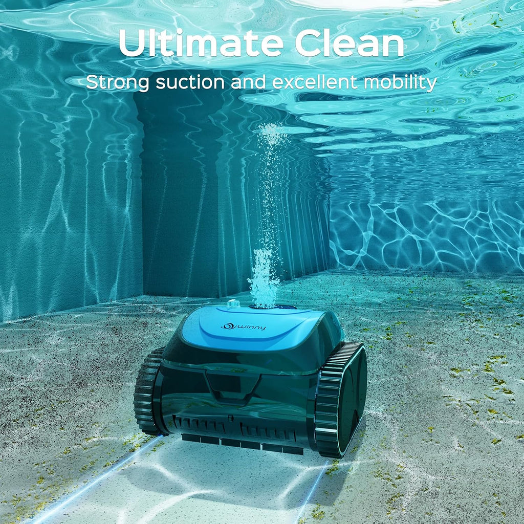 WINNY POOL CLEANER Pool Vacuum for Inground Pools, Cordless Robotic Pool Cleaner, Wall and Waterline Cleaning, Intelligent Route Planning, 150 min Runtime, for Pools up to 1,600 Sq.ft