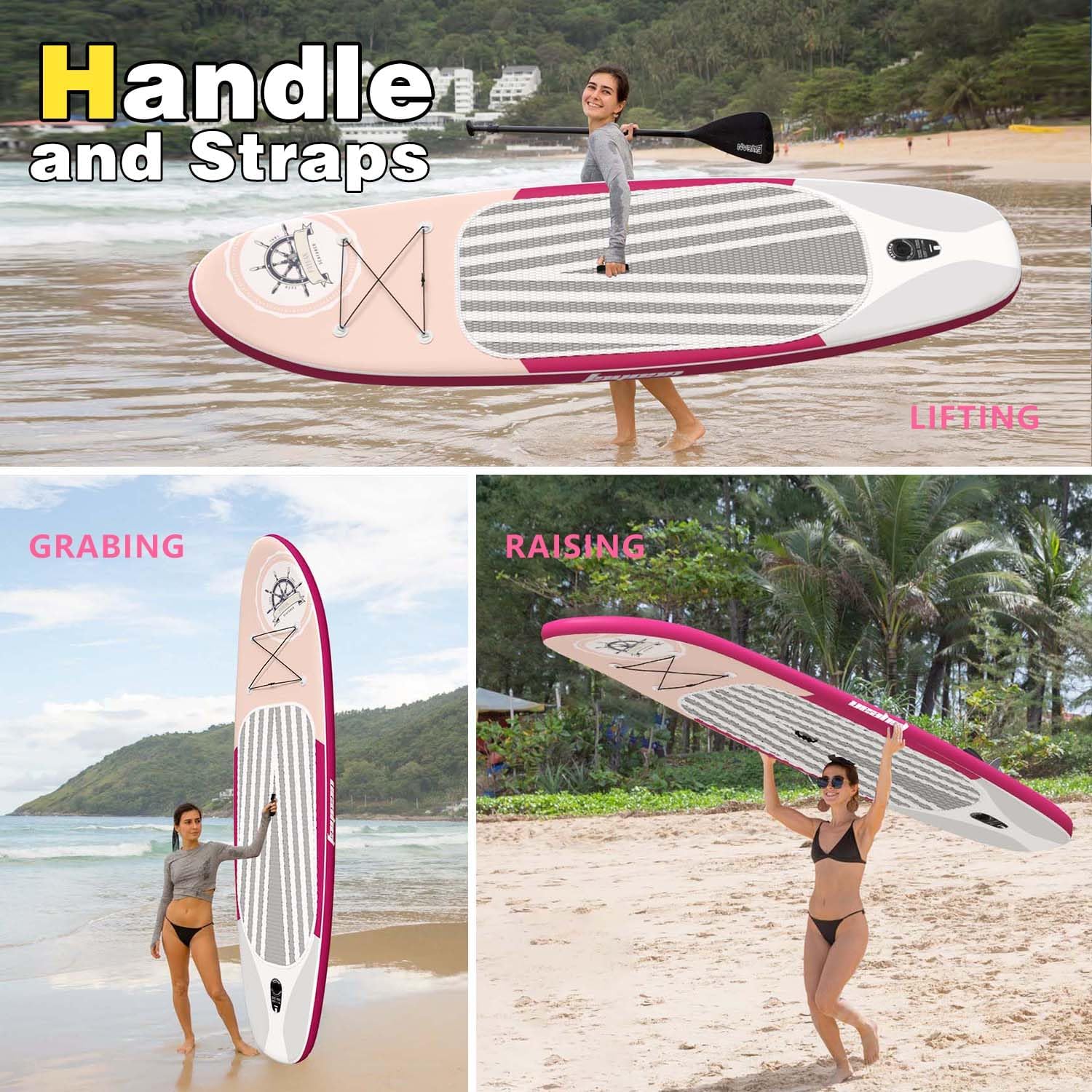 Inflatable Stand Up Paddle Board Non-Slip Deck, 11'×33'×6' Complete SUP Accessories for All Skill Levels, Wide Seat & Safety Leash, 3 Fins, Adjustable Paddle, Pump & Carrying Backpack