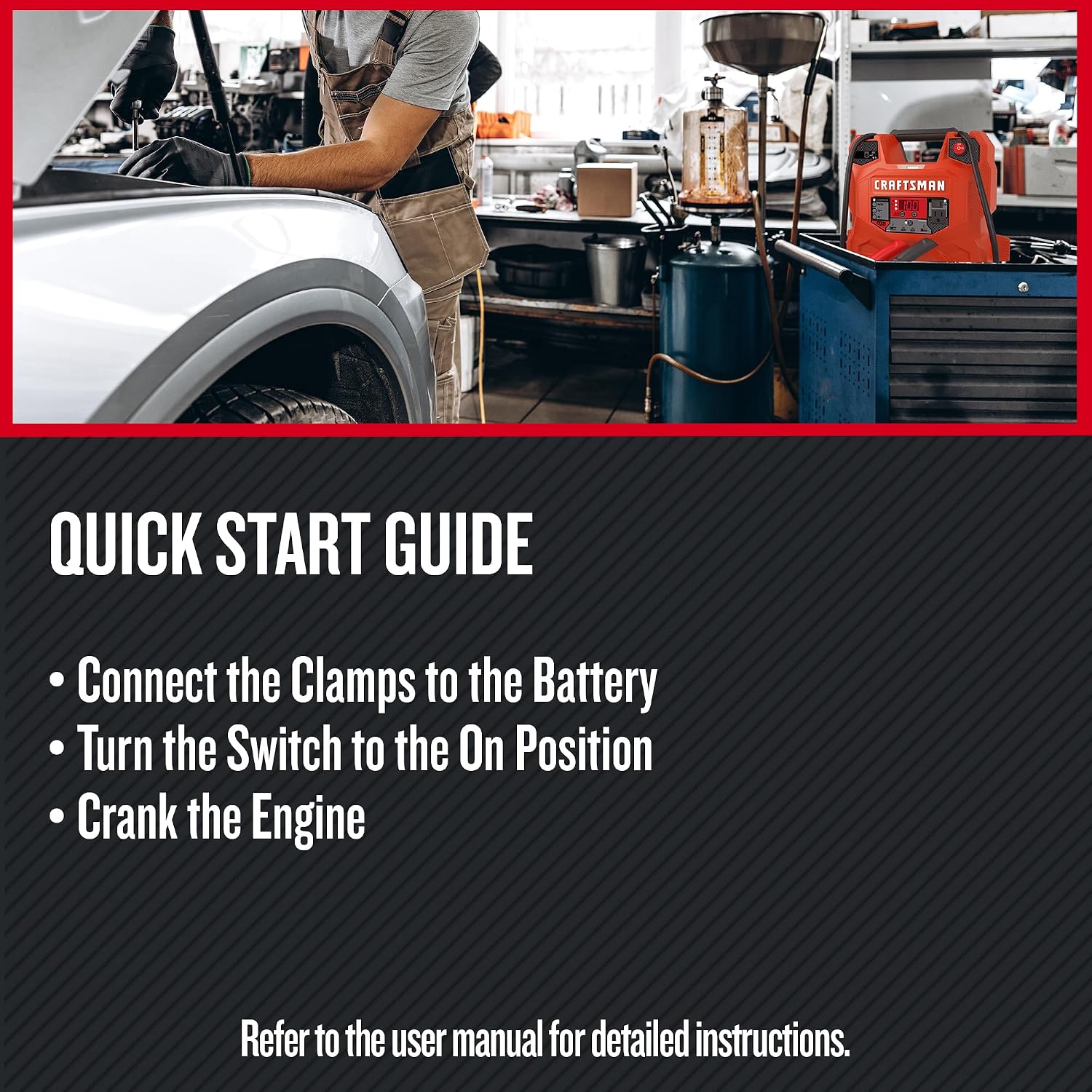 CRAFTSMAN 1200A Car Battery Jump Starter and Portable Power Station, 5-in-1 Solution, 100-PSI Air Compressor, for 12V Power Sport, Automotive, and Marine Batteries, CMXCESM256