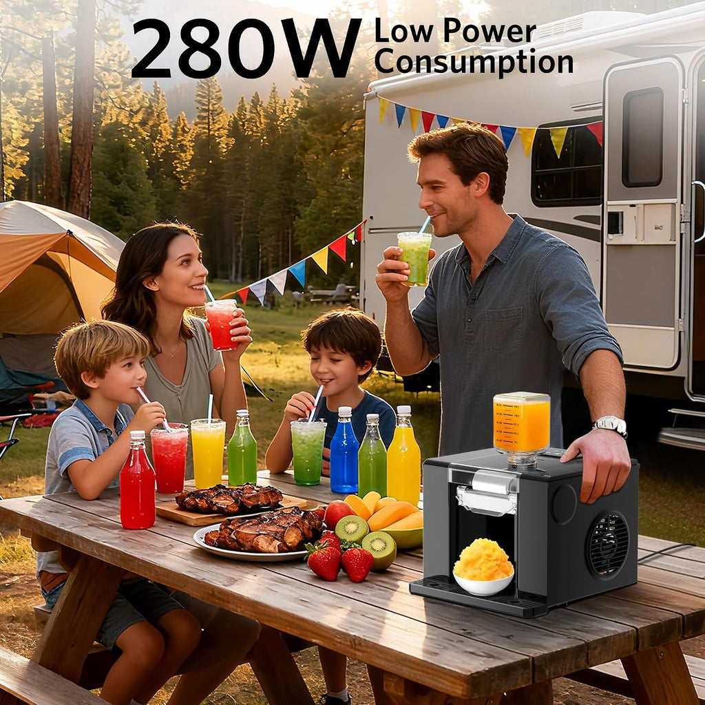 Shaved Ice Machine with Compressor | 60s Fast Fluffy Slushie & Snow Cone Maker | No Pre-Freezing | Sugar-Free Friendly | Self-Cleaning | 16oz Frozen Drink Maker for Home, Party & RV