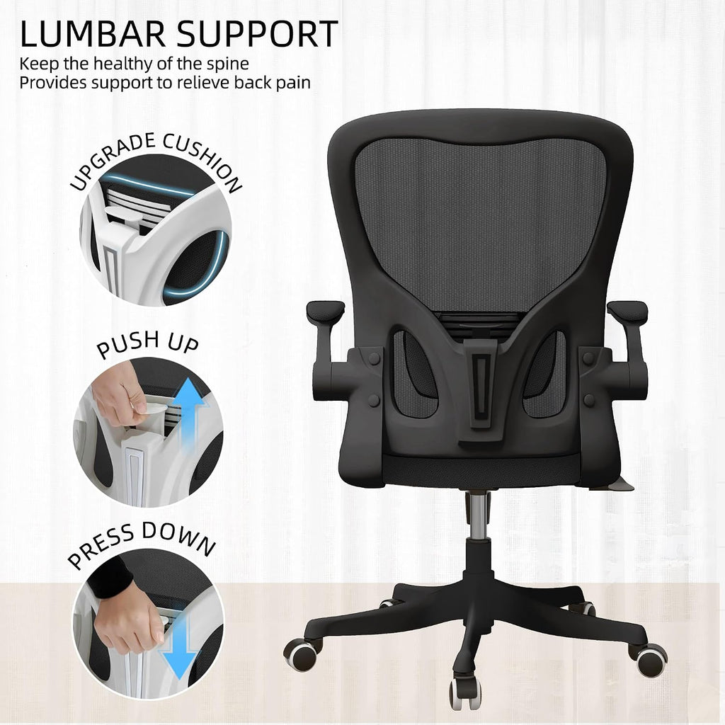 balmstar Ergonomic Office Chair, Mesh Desk Chair with Adjustable Lumbar Support and 90°-130° Recline, 350lbs High Back Computer Chair with Silent Wheels, Breathable Home Office Chair for Adult