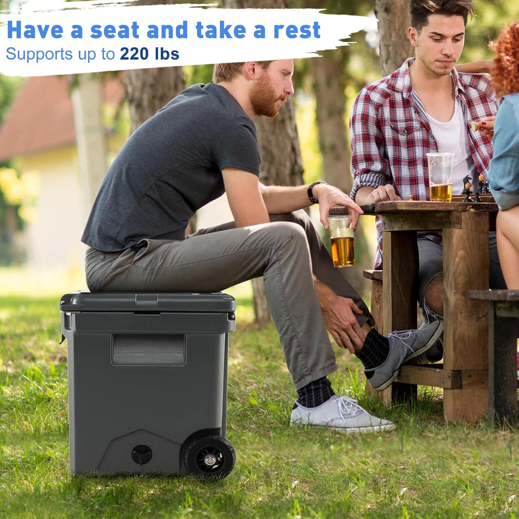 Goplus Cooler with Wheels, Insulated Large Ice Chest with Portable Handles, Cup Holders, Leak-Proof Tight Latches, 5-7-day Ice Retention, Heavy Duty Hard Coolers for Beach Camping Boat
