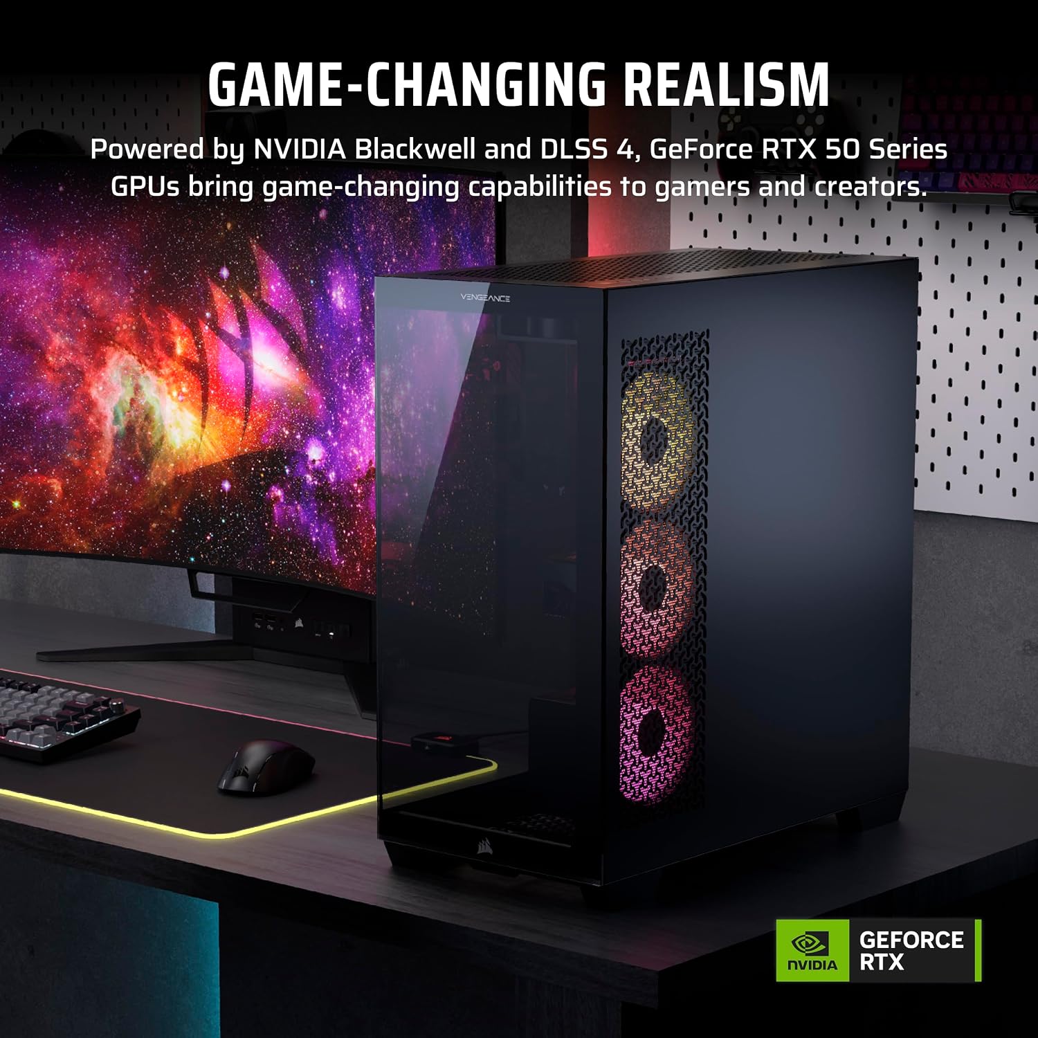 Corsair Vengeance a7500 Gaming PC – Liquid Cooled AMD Ryzen™ 7 9800X3D CPU – AMD® Radeon RX 9070XT GPU – 32GB Vengeance RGB DDR5 Memory – 1TB M.2 SSD – Black