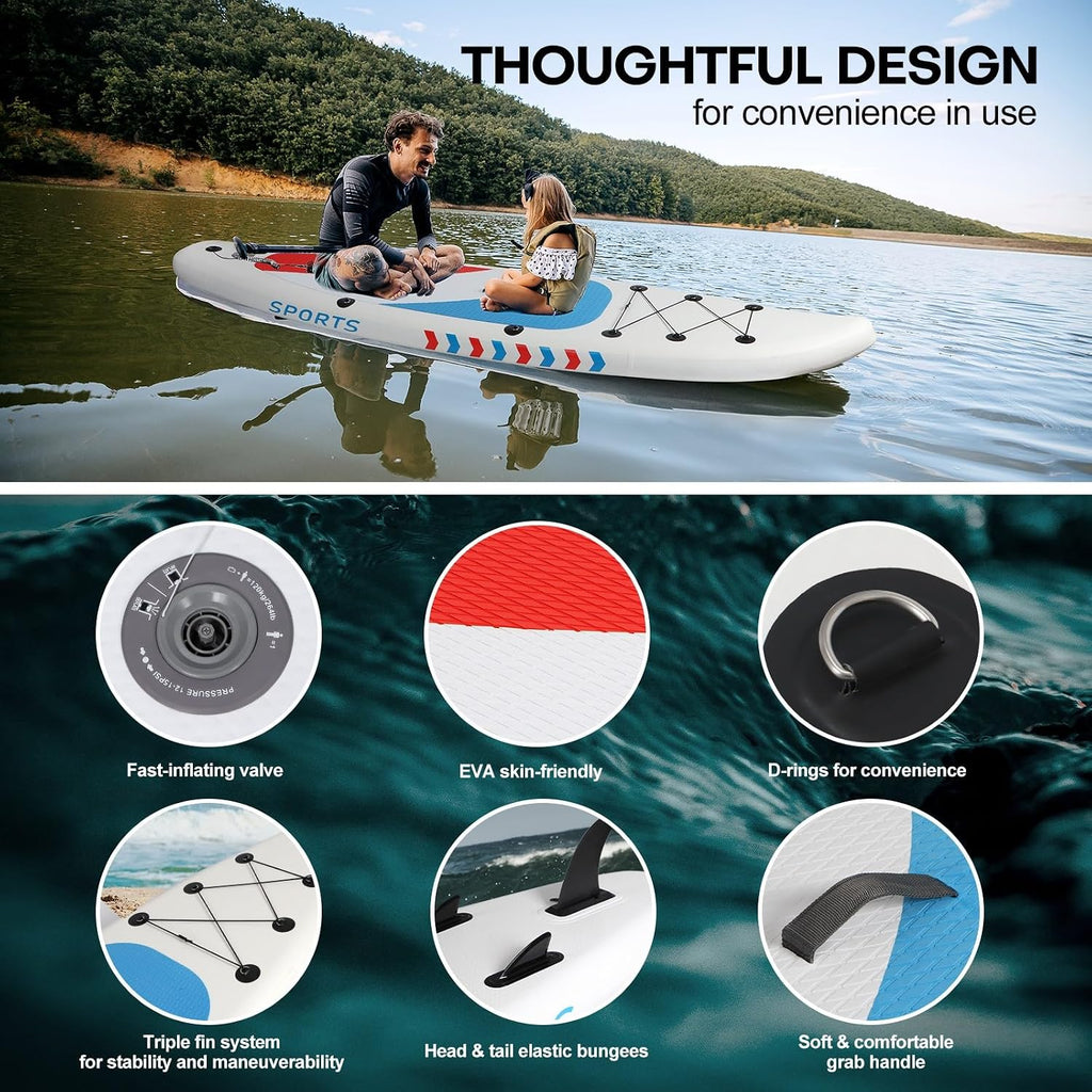 Panana Inflatable Stand Up Paddle Board, 10' SUP Paddleboard Kayak, Blow Up Paddle Boards for Adults Youth with Accessories Kit Anti-Slip EVA Deck