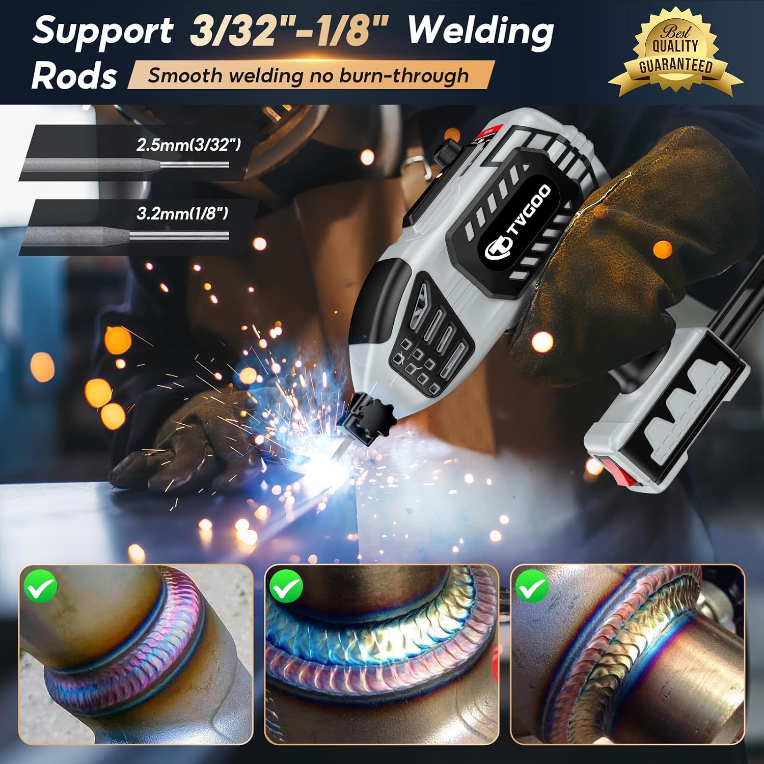 Portable Handheld Welding Machine - 110V IGBT Inverter Handheld Welder, 20-120A ARC Adjustable Current, Hot Start & Anti-Stick for 3/32'-1/8' Welding Rods(Grey)