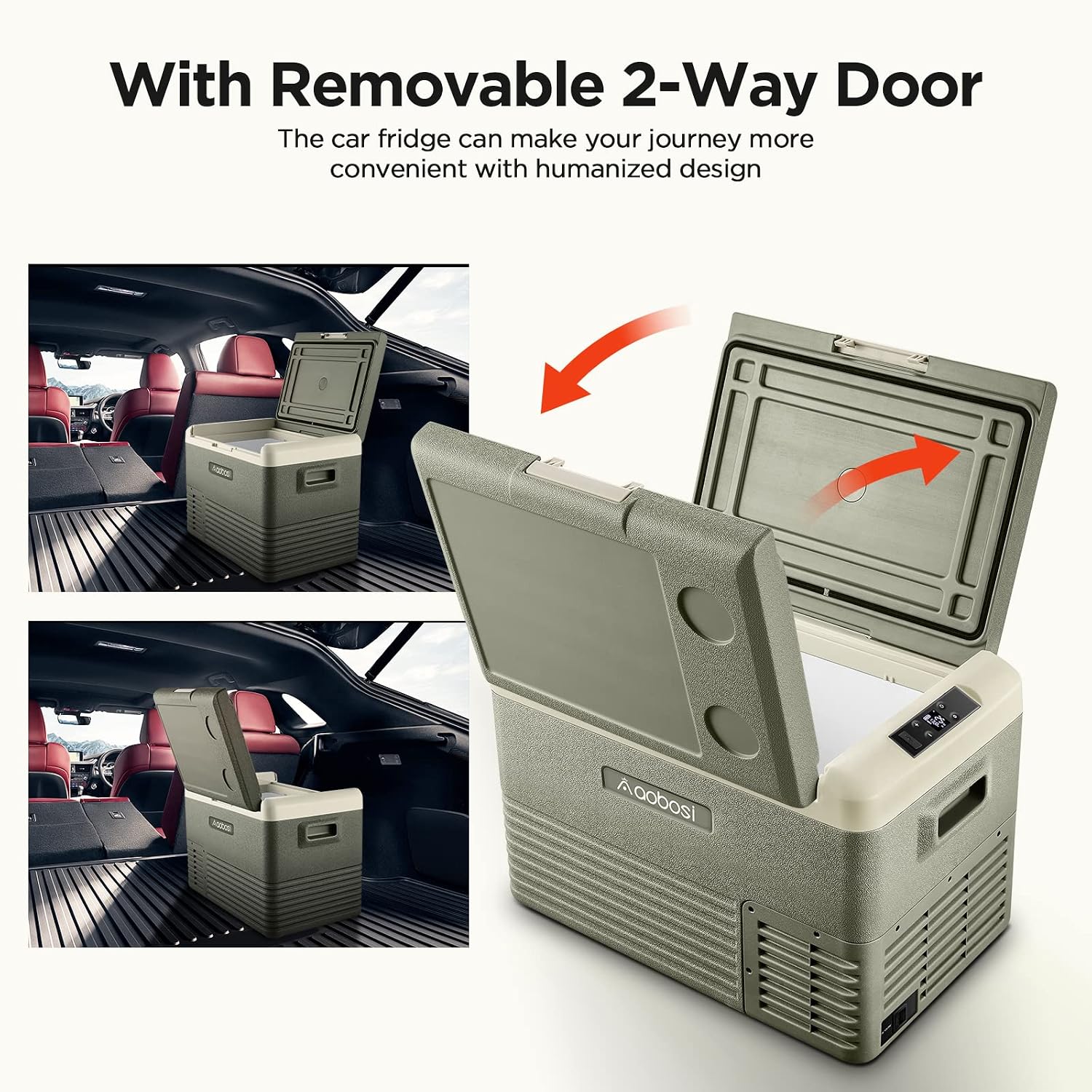 AAOBOSI 12 Volt Car Refrigerator 32 Quart (30L) RV Portable Refrigerator Freezer Car Fridge Cooler -4℉-68℉ Electric Compressor Cooler 12/24V DC 100-240V AC Travel