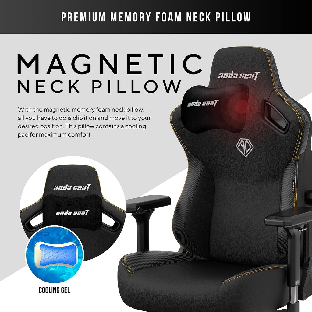Anda Seat Kaiser 3 Large Gaming Chair for Adults - Ergonomic Black PVC Leather Gaming Seat with Lumbar Support, Comfortable Office Chair with Neck Support - Heavy Duty Wide Computer Seat
