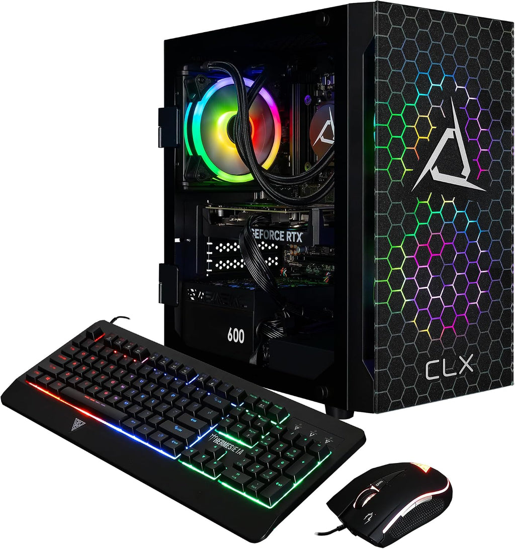 CLX Set Gaming PC - AMD Ryzen 5 9600X 3.9GHz, GeForce RTX 4060, 1TB NVMe M.2 SSD, 32GB DDR5 RGB Memory, 120mm AIO, WiFi, Windows 11 Home, Black
