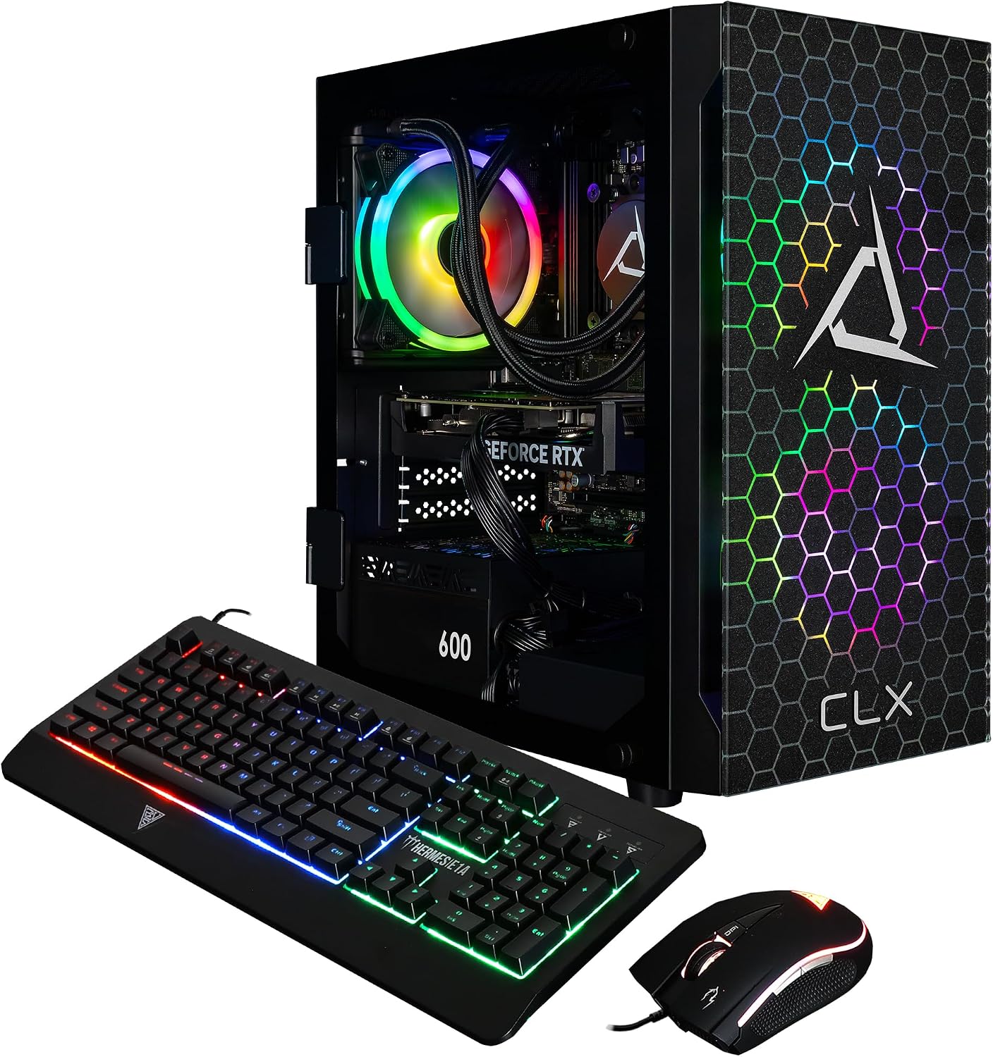 CLX Set Gaming PC - AMD Ryzen 5 9600X 3.9GHz, GeForce RTX 4060, 1TB NVMe M.2 SSD, 32GB DDR5 RGB Memory, 120mm AIO, WiFi, Windows 11 Home, Black
