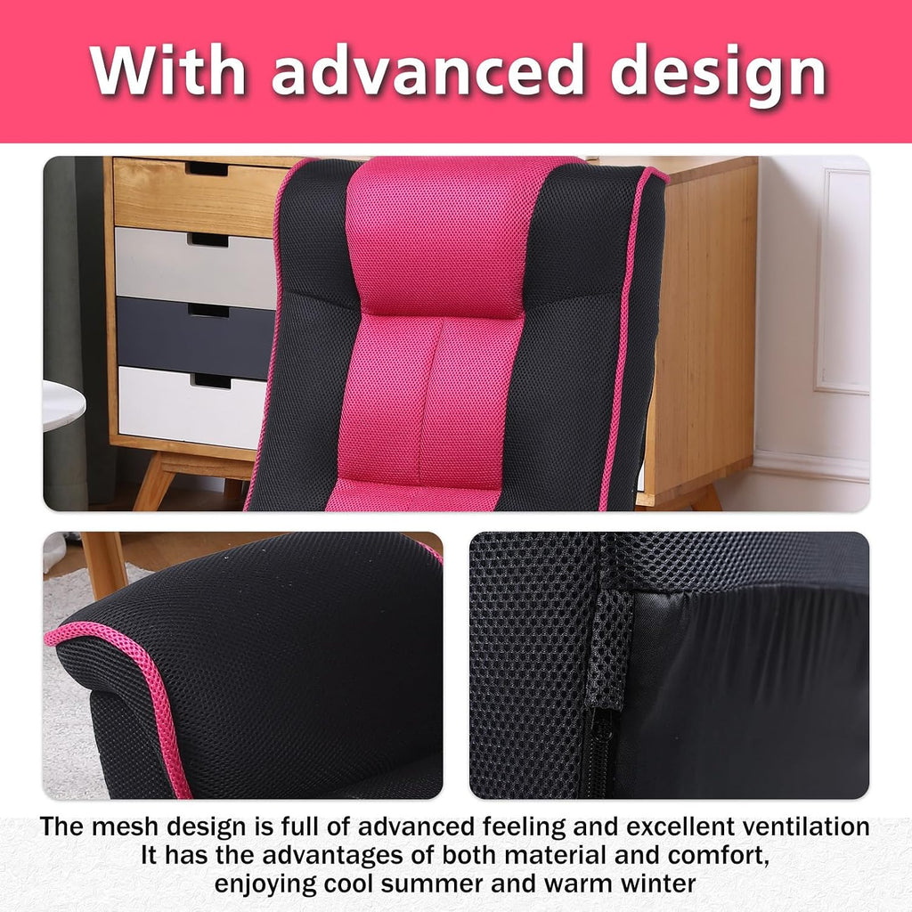 360 Degree Swivle Adjustable Floor Chair, Chaise Lounge Indoor, Folding Lazy Sofa with Armrests and Side Pocket Adults Gaming Chairs for Living Room, Bedroom Factory Price 201 (BK-RE)