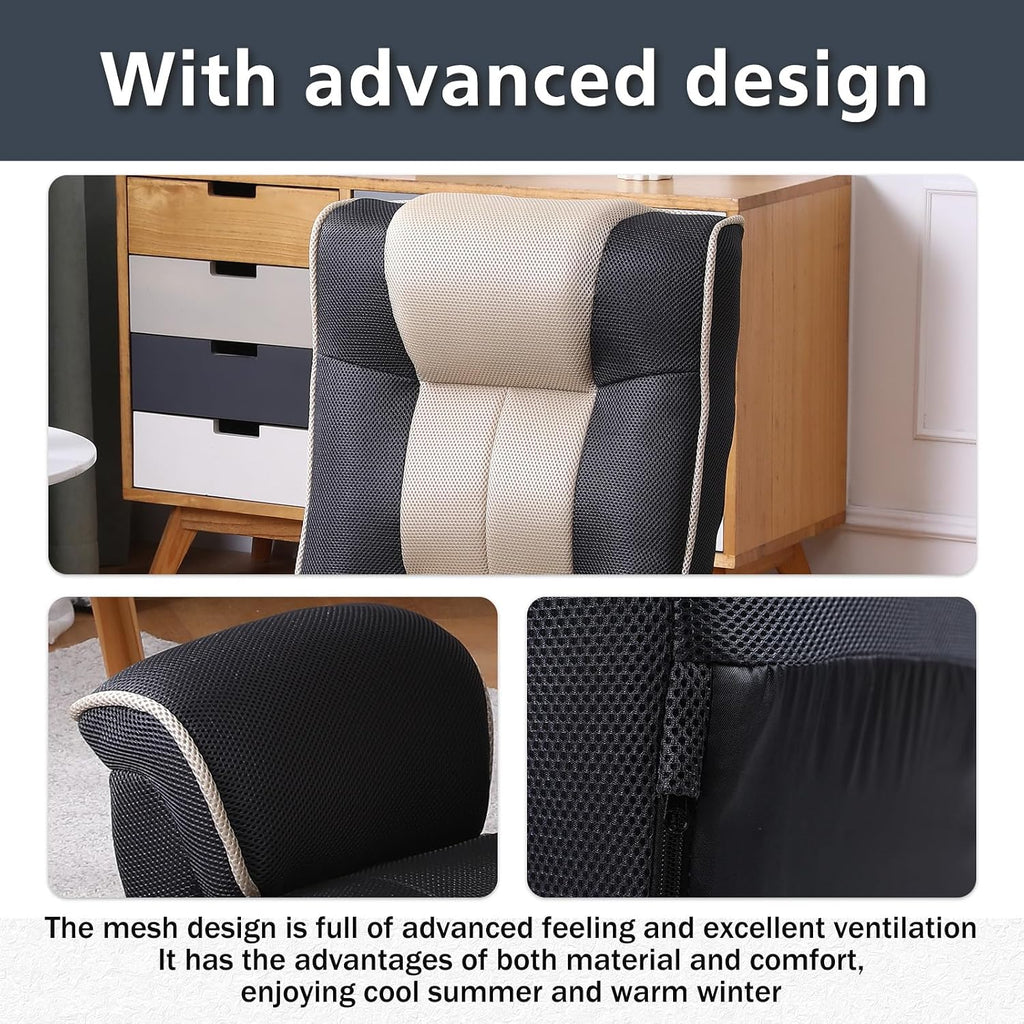360 Degree Swivle Adjustable Floor Chair, Chaise Lounge Indoor, Folding Lazy Sofa with Armrests and Side Pocket Adults Gaming Chairs for Living Room, Bedroom Factory Price 201 (BK-GR)